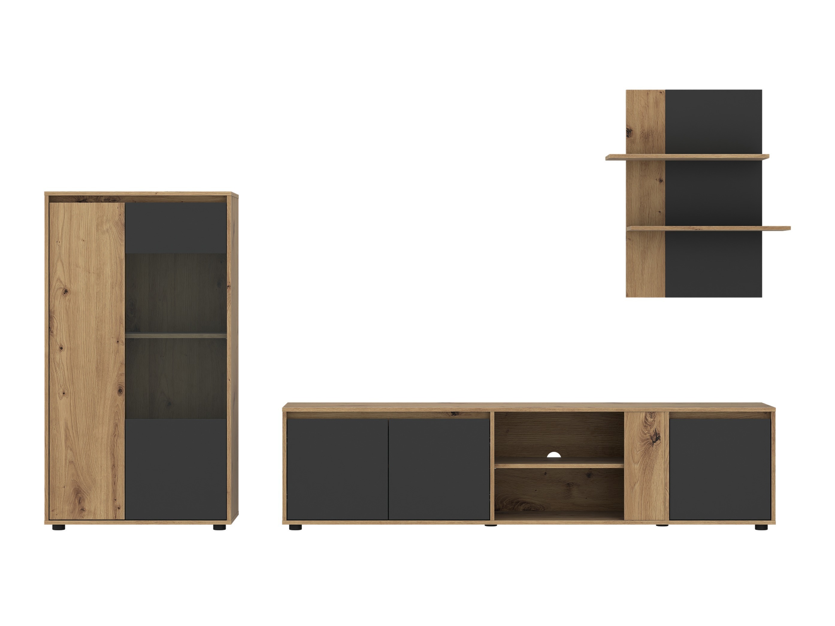 Ensemble de salon Torcavi 106 (Anthracite + Chêne Artisan)