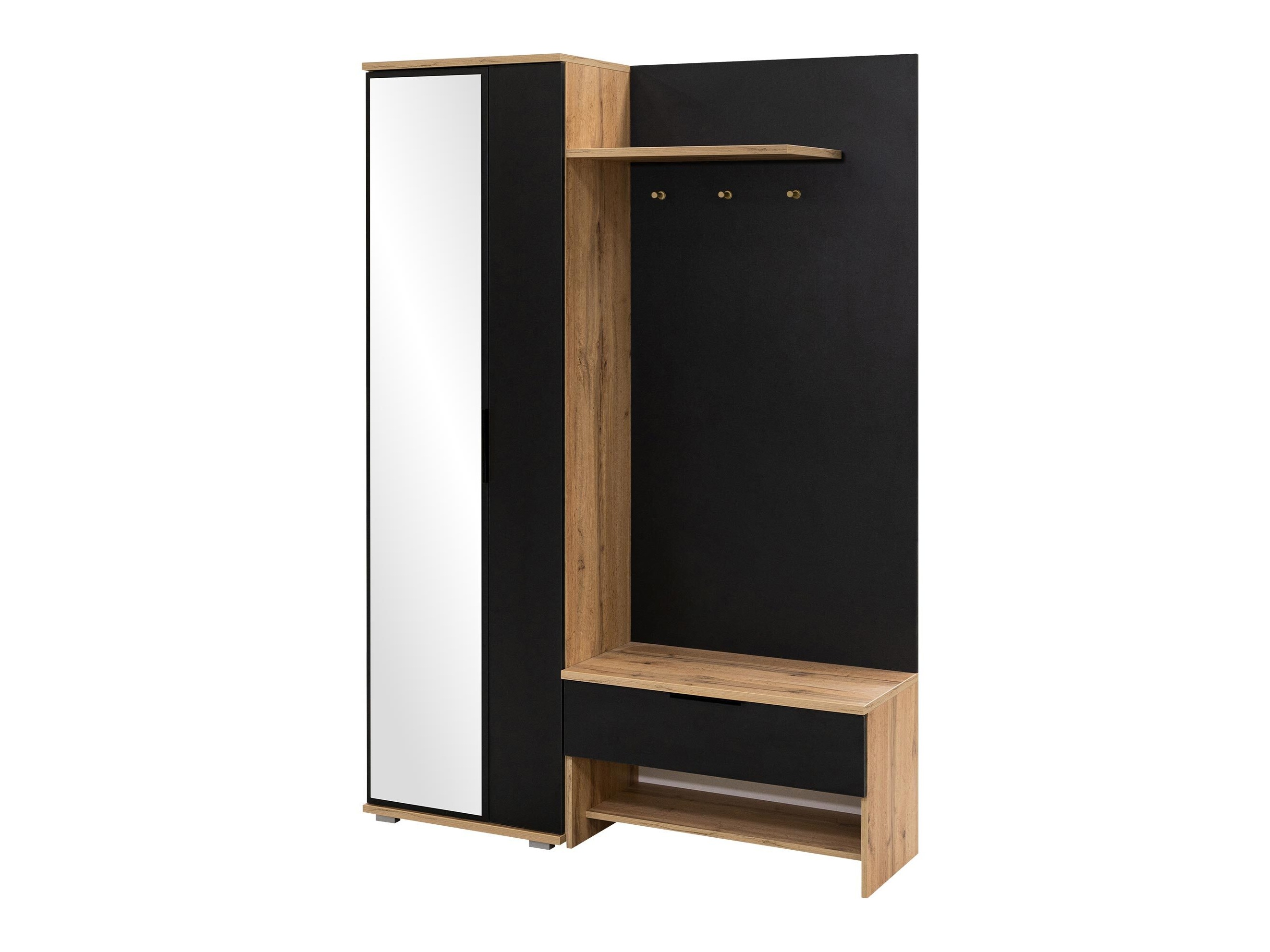 Meuble d'entrée Honolulu 160 (Noir + Chêne wotan)