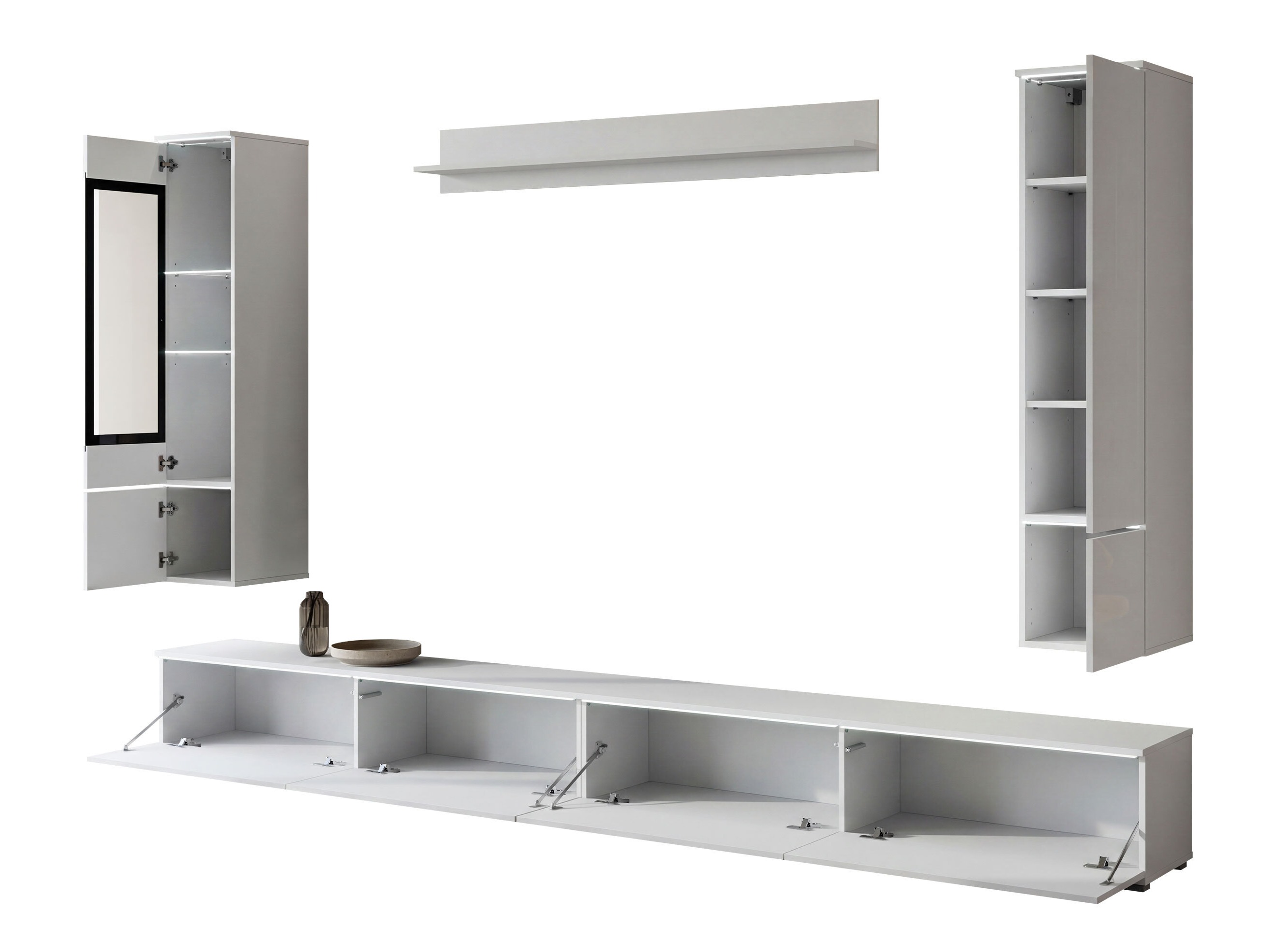 Ensemble de salon Mirfivo 110 (Blanc + Blanc brillant)