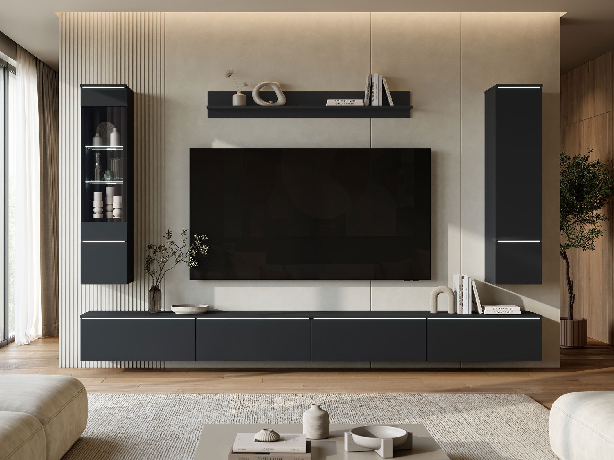 Ensemble de salon Mirfivo 110 (Noir)