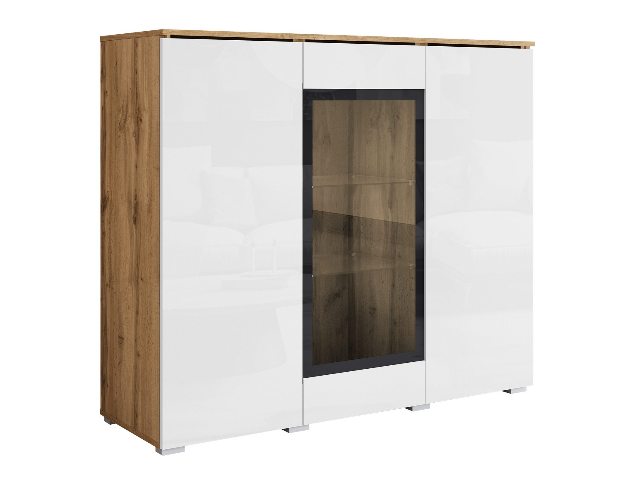 Buffet Mirfivo 103 (Chêne wotan + Blanc brillant)
