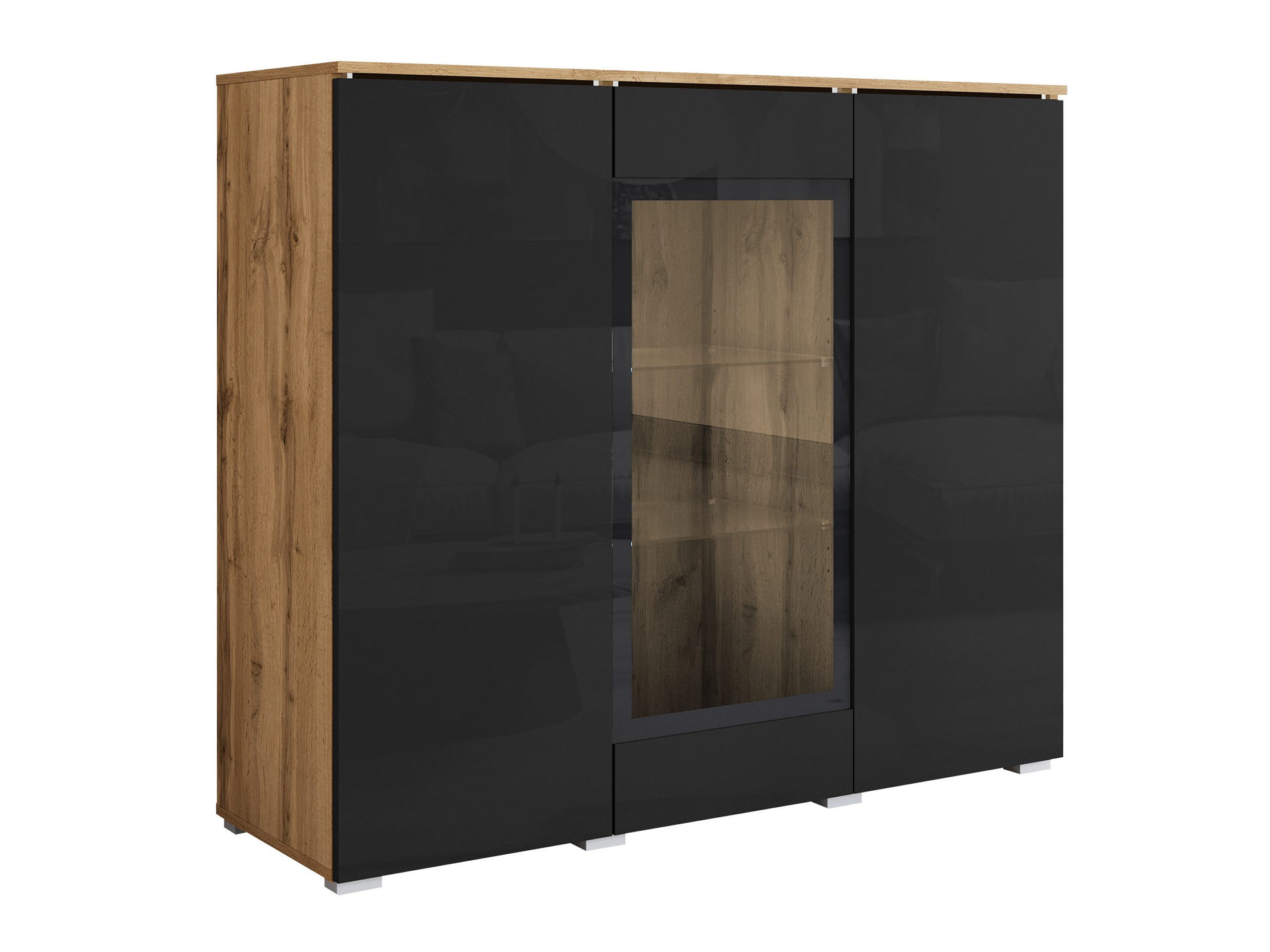 Buffet Mirfivo 103 (Chêne wotan + Noir brillant)