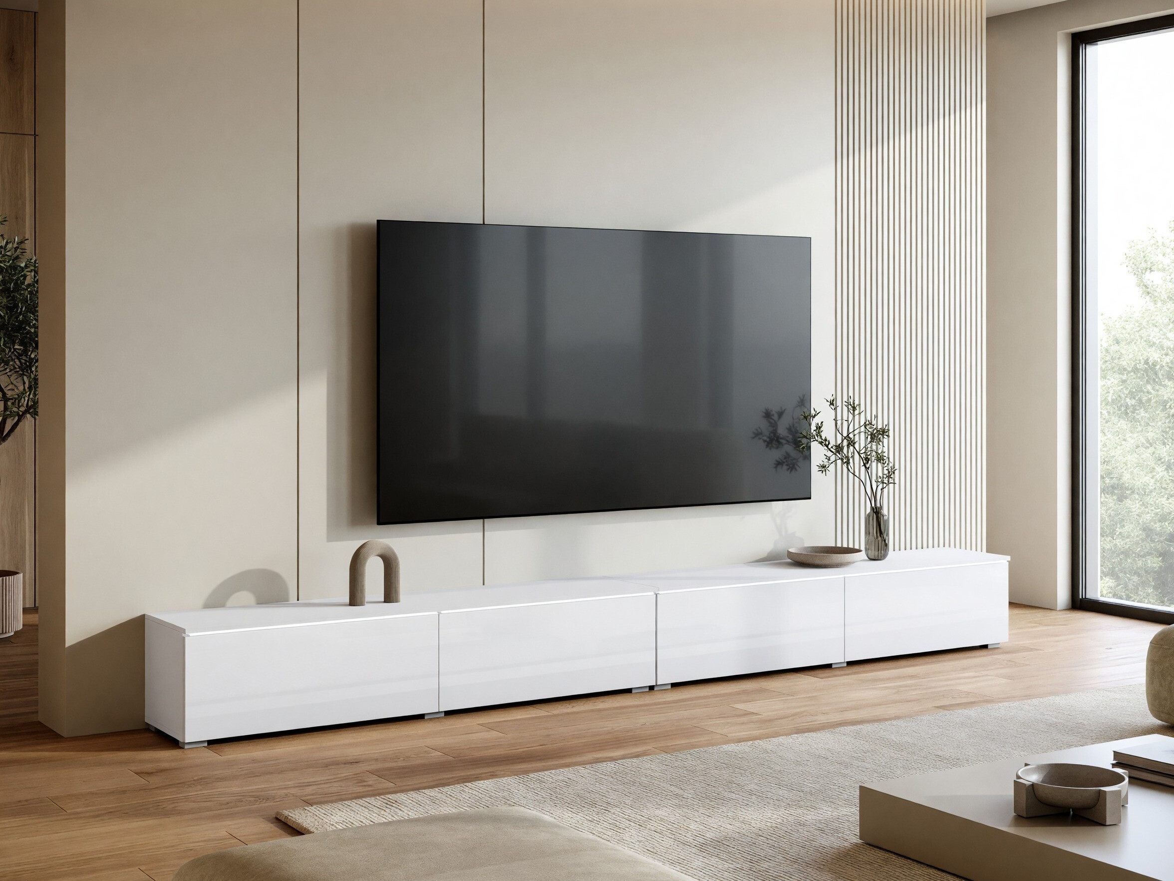 Meuble TV Sarasota 199 (Blanc + Blanc brillant)