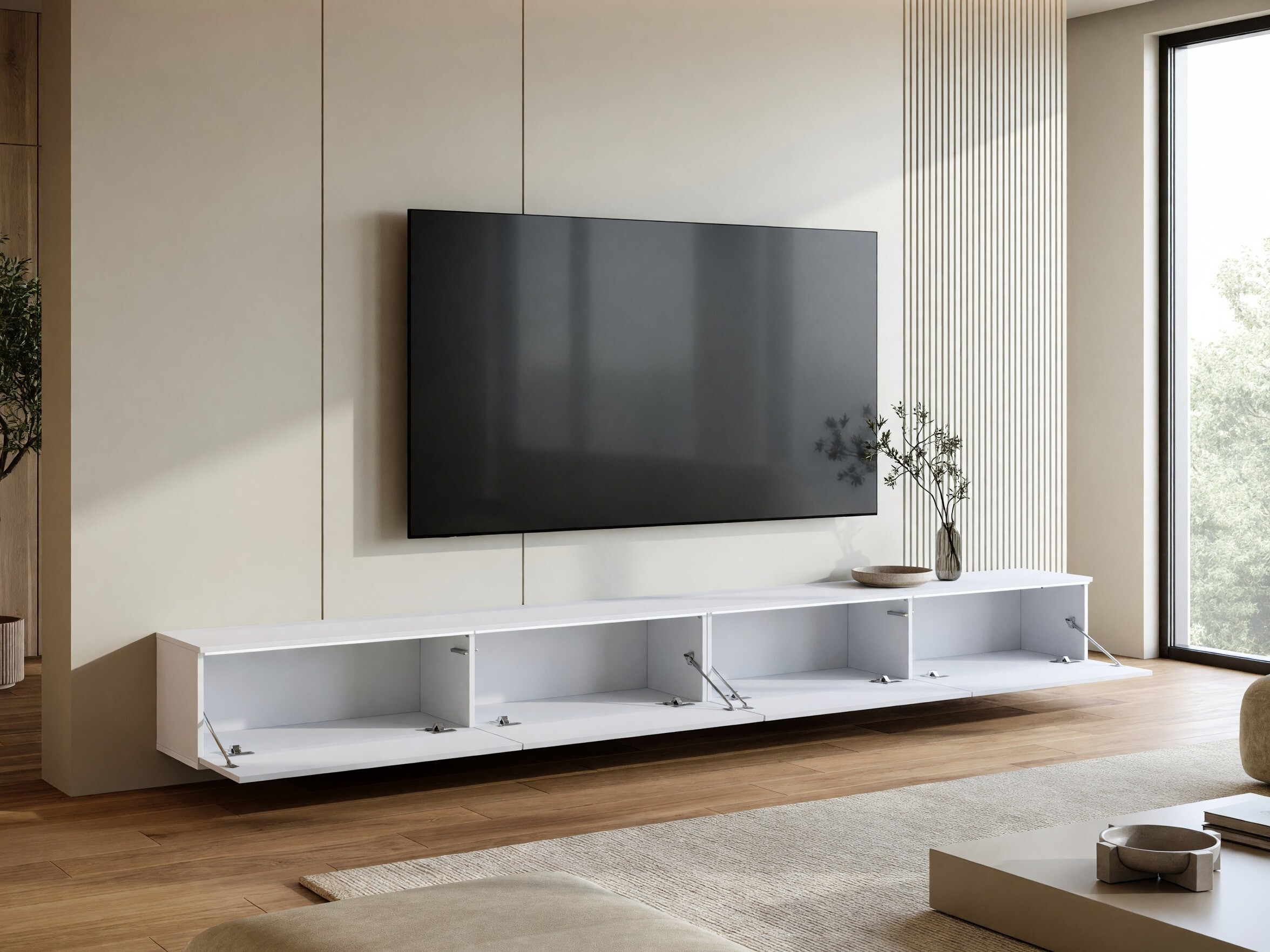 Meuble TV Sarasota 199 (Blanc + Blanc brillant)