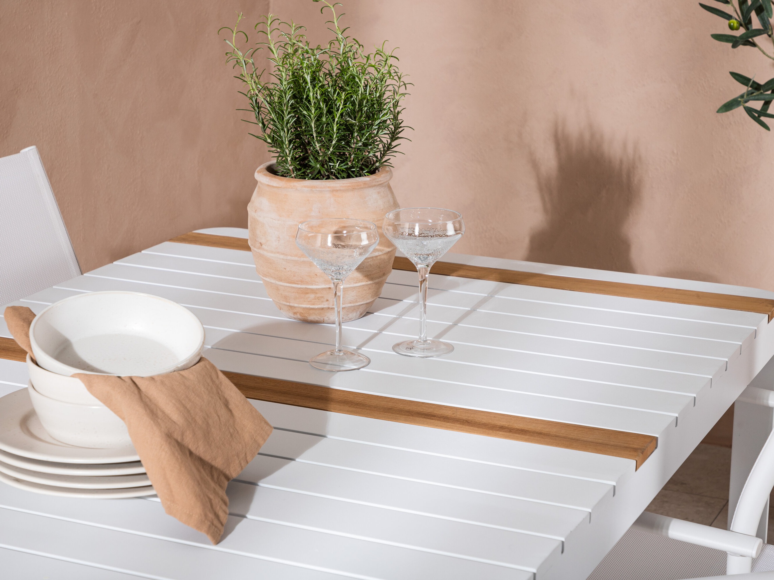 Ensemble table et chaises Dallas 5318 (Blanc + Teck)