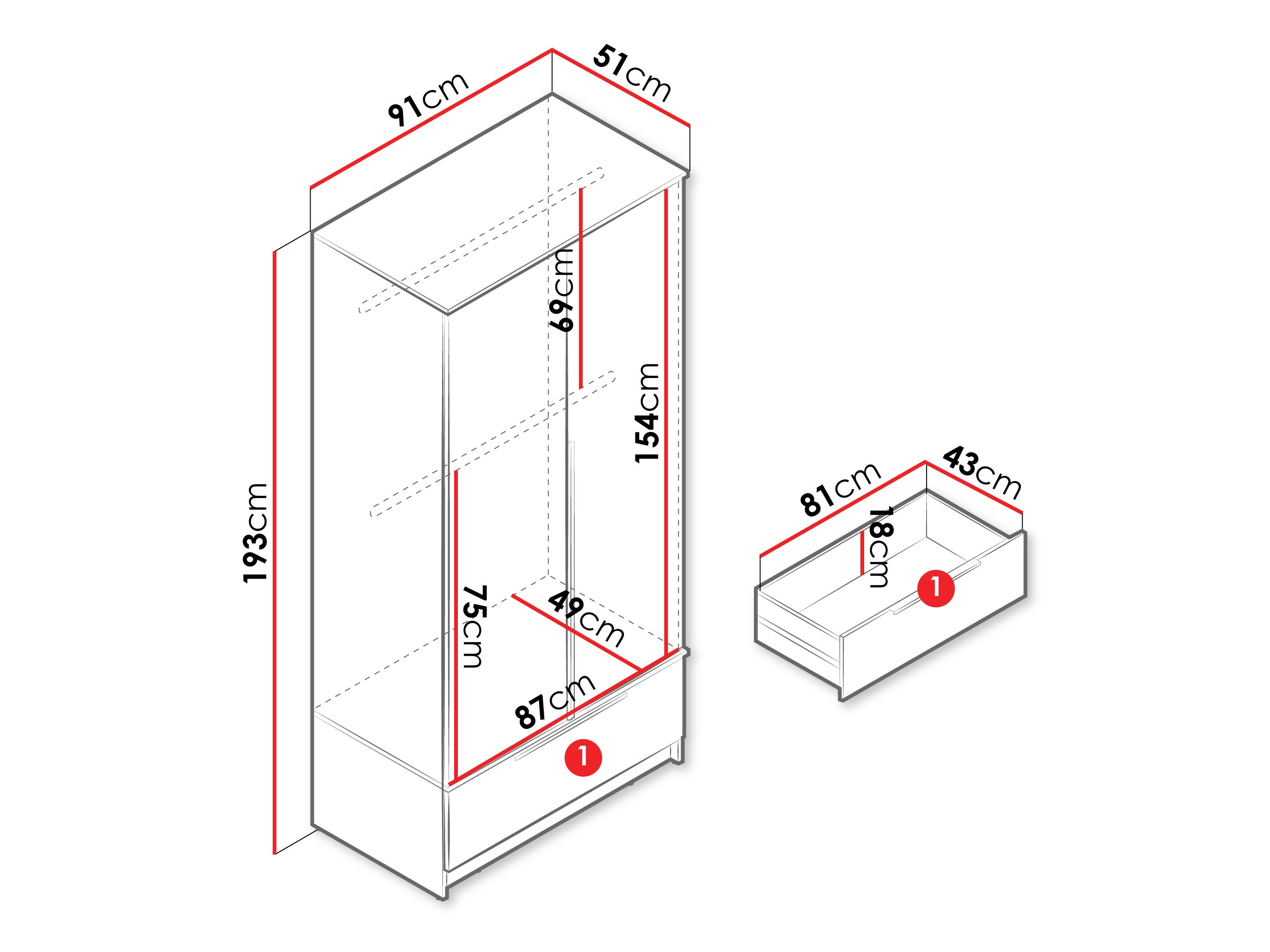Armoire Sarasota 200 (Blanc)