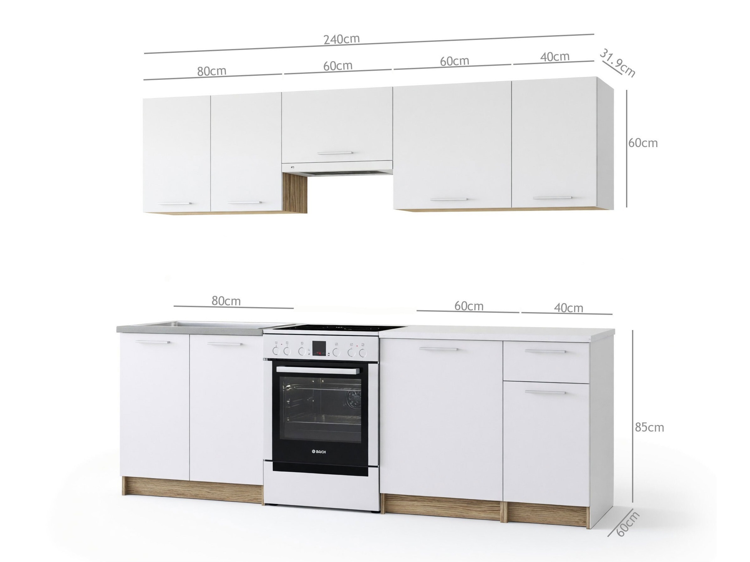 Cuisine complète Houston 856 (Anthracite + Craft chêne)