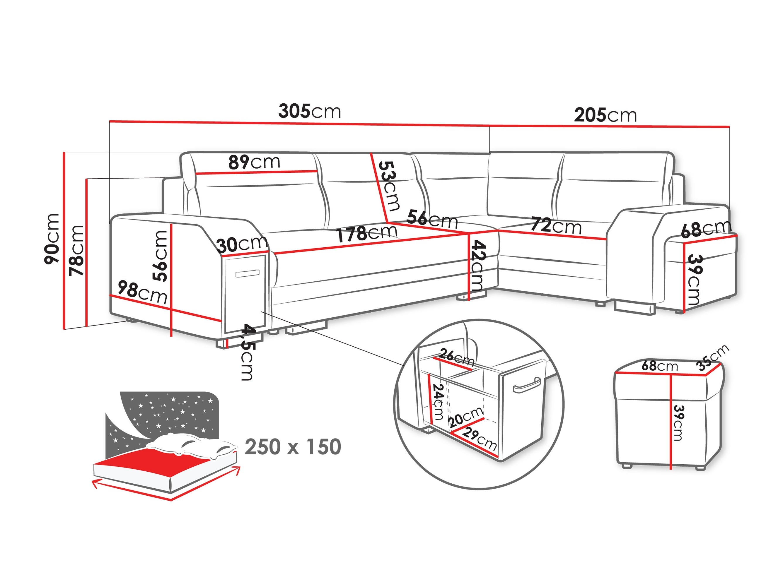 Canapé d'angle Kingsport 117 (Nazar 225.03 + Nazar 225.01)