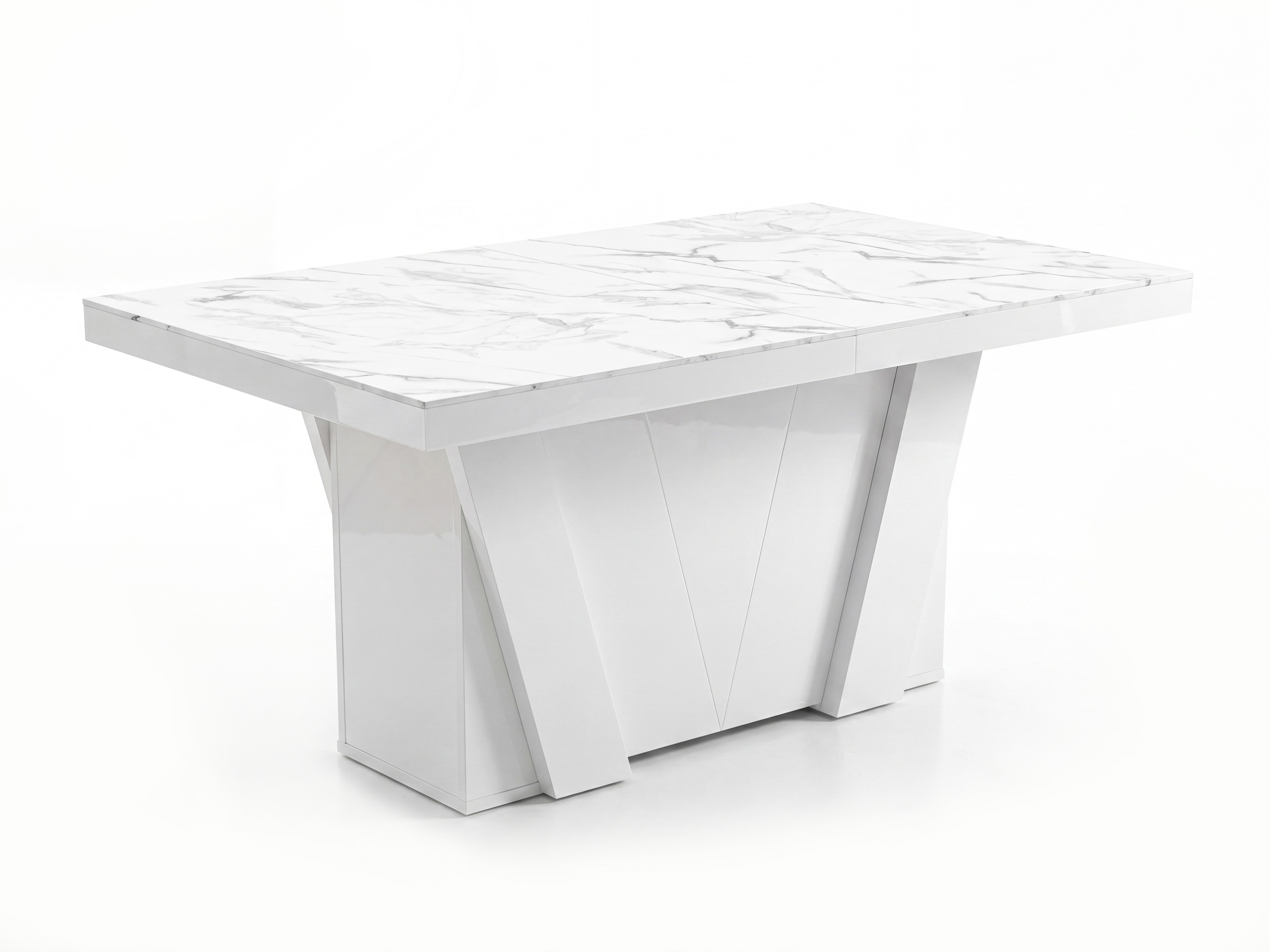 Table Hoboken 101 (Marbre blanc + Blanc brillant)