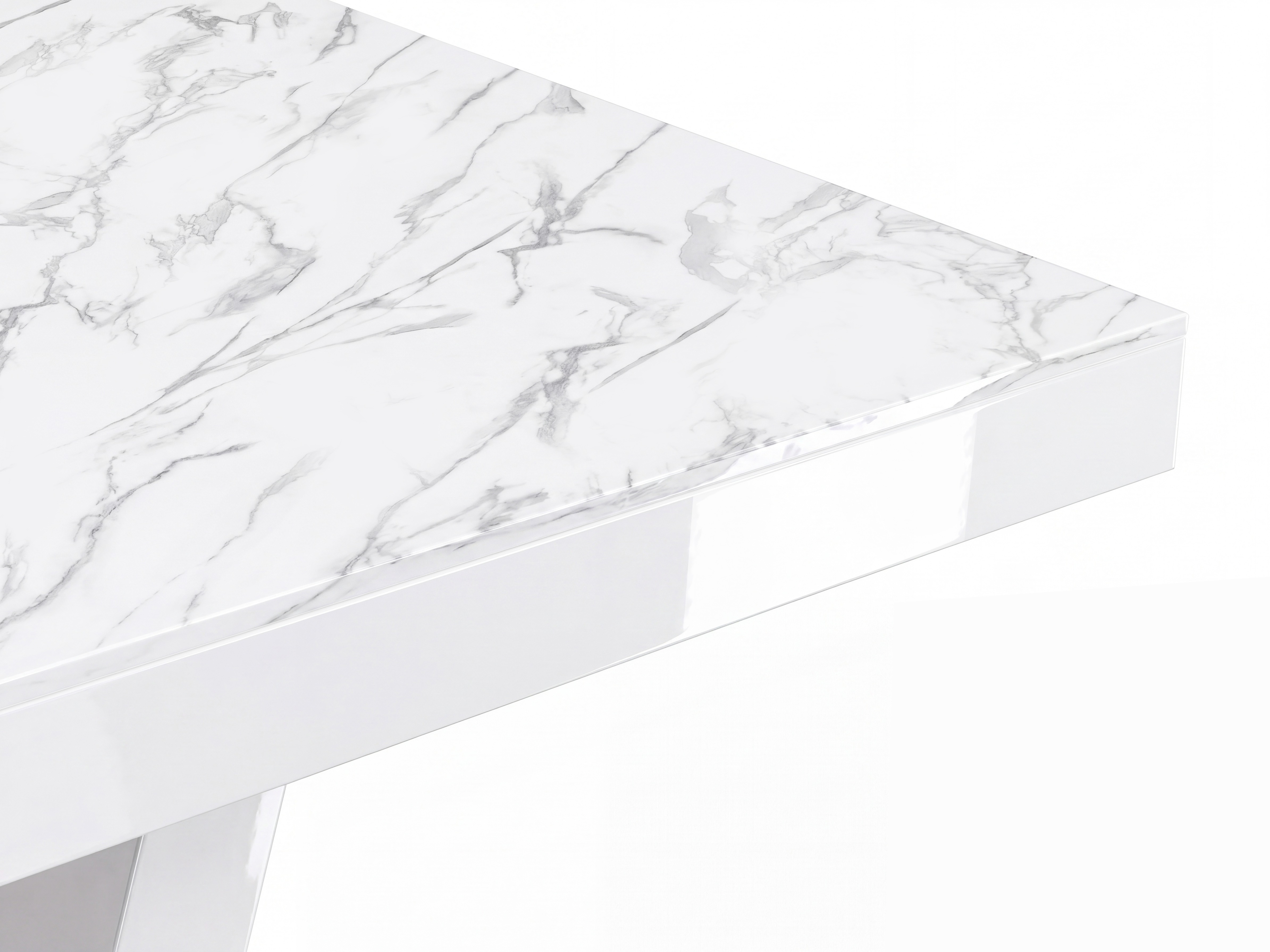 Table Hoboken 101 (Marbre blanc + Blanc brillant)