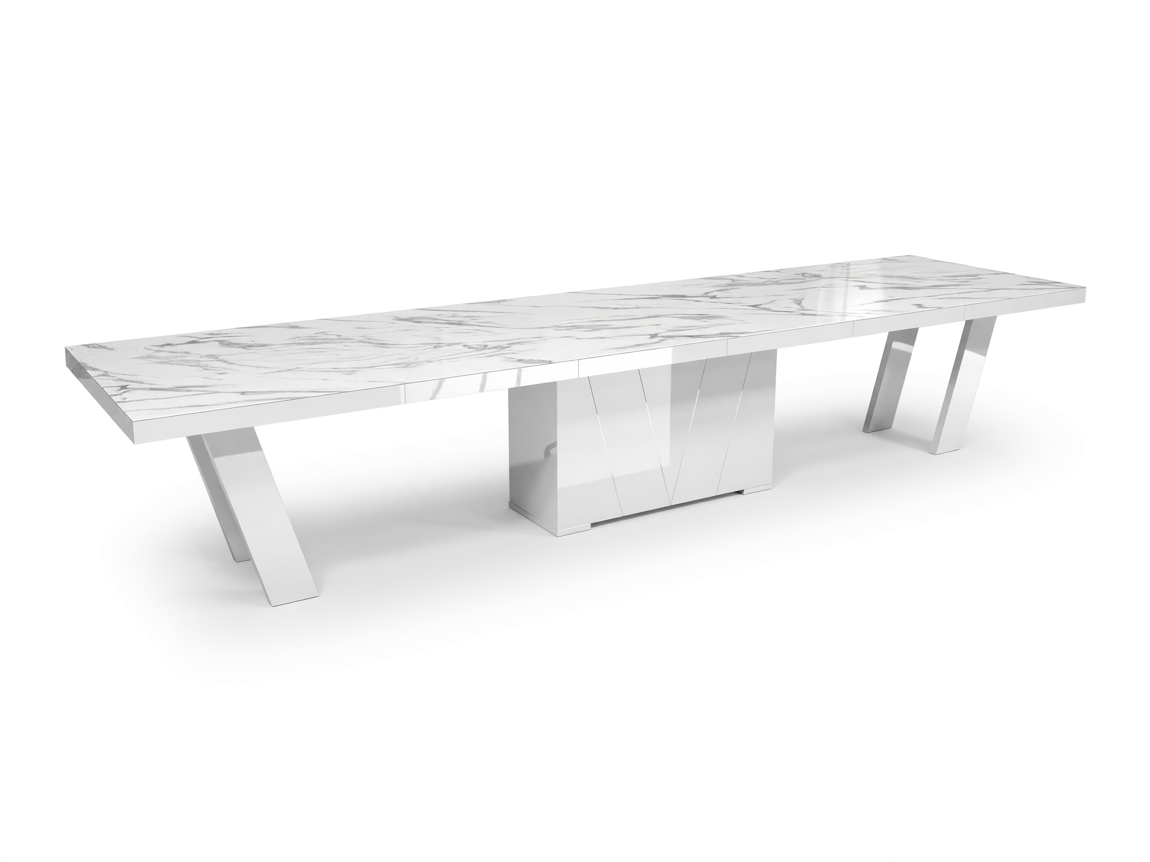 Table Hoboken 101 (Marbre blanc + Blanc brillant)