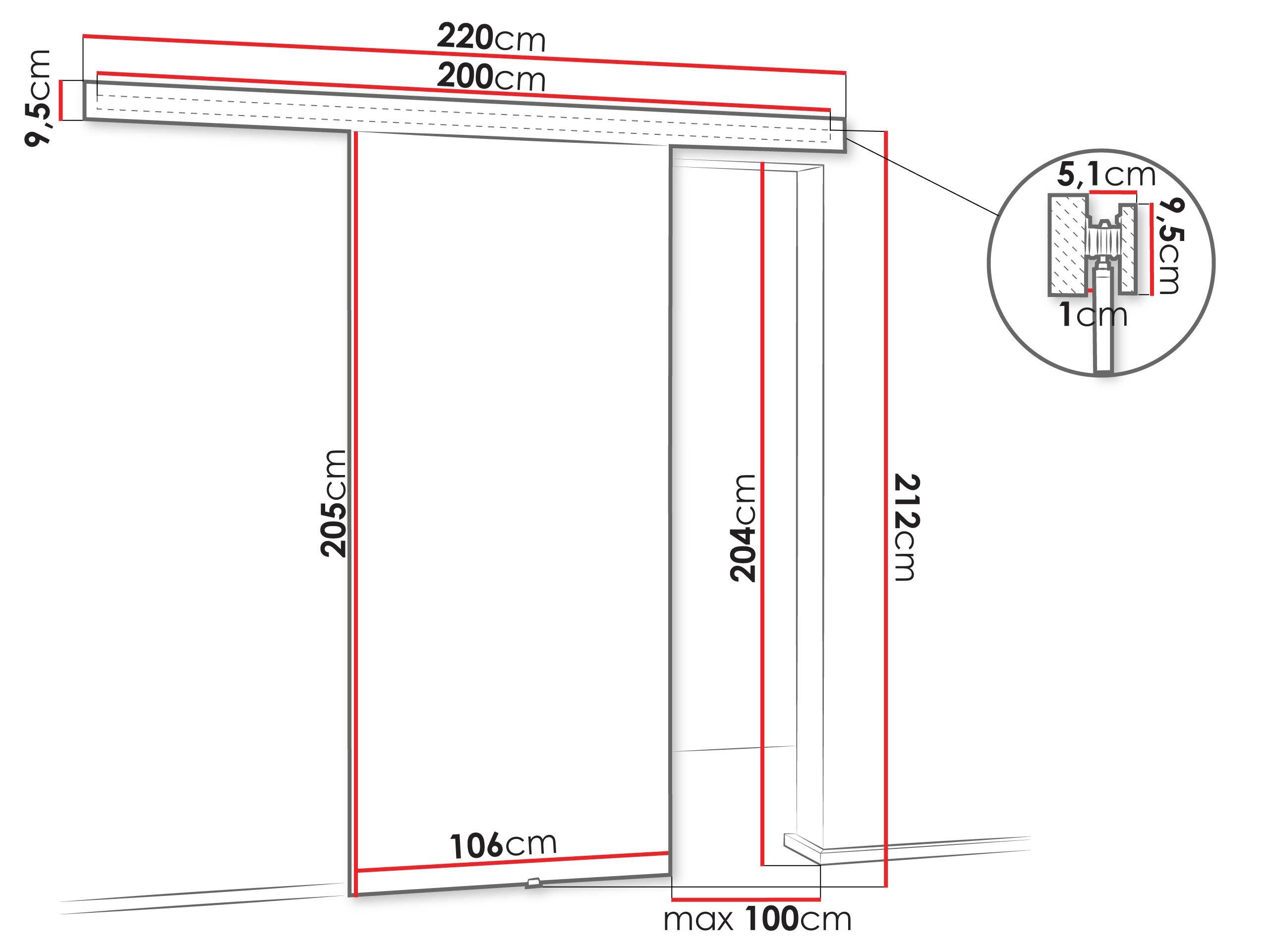 Porte coulissante Dover 204 (Anthracite + Noir)