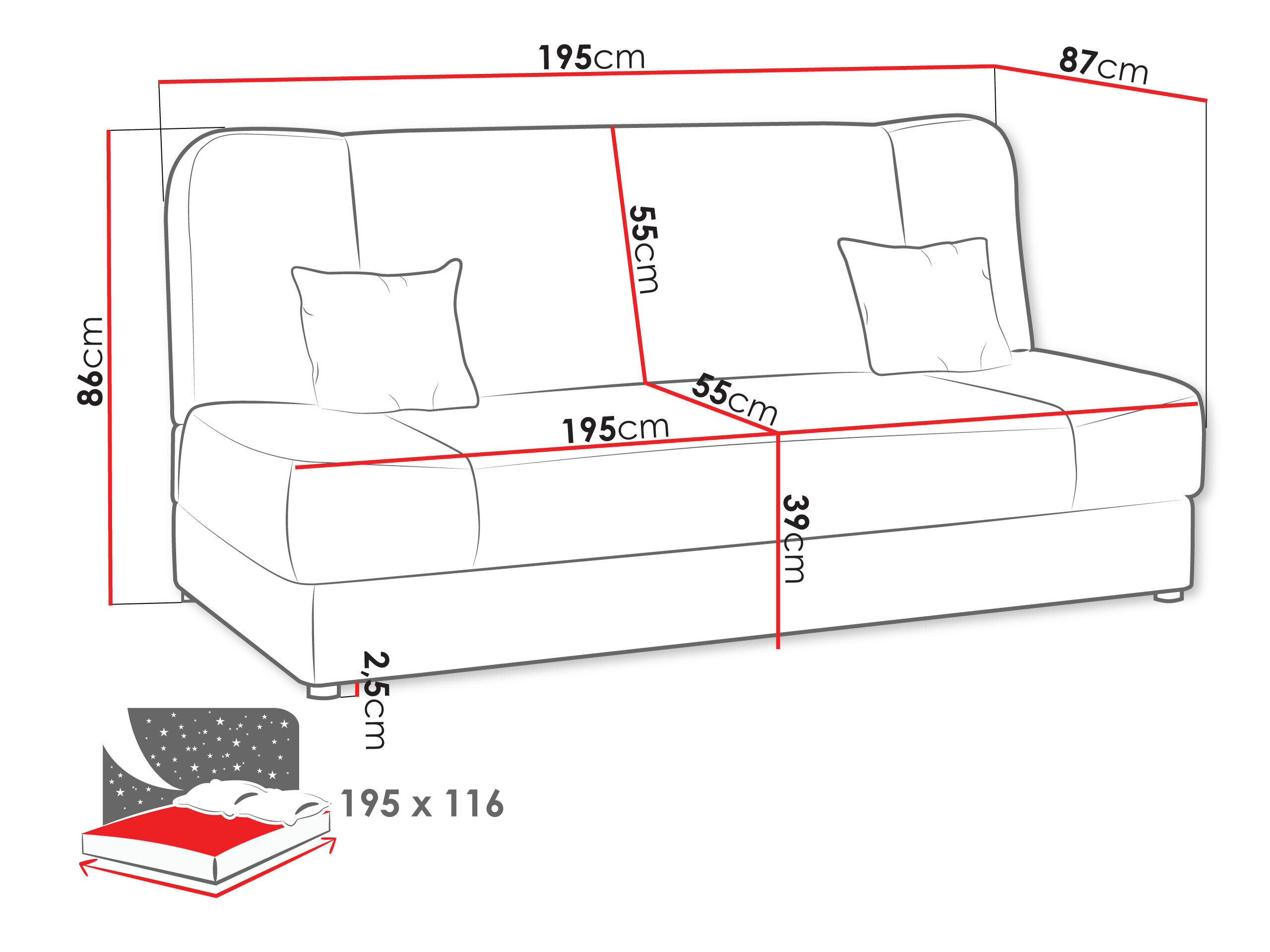 Canapé convertible Comfivo Cera I (Alova 04 + Alova 46)