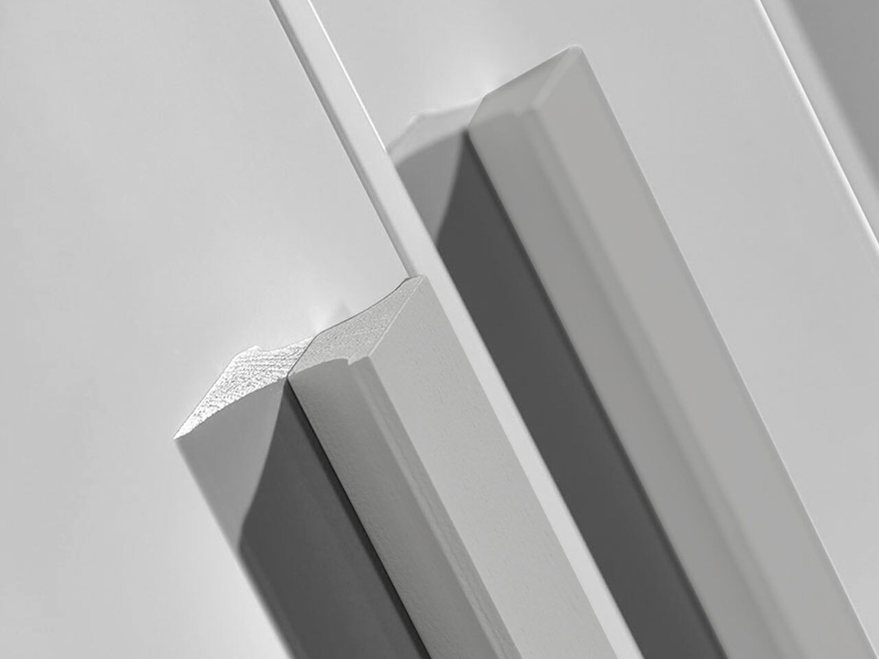Armoire d'angle Merevari 103 (Blanc + Blanc brillant + Gris)