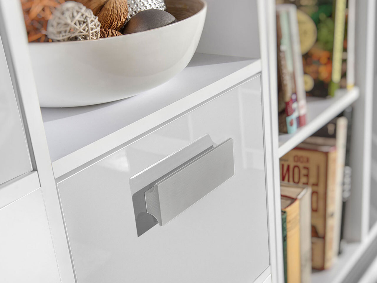 Chambre enfant complète Merevari 108 (Blanc + Blanc brillant + Gris)