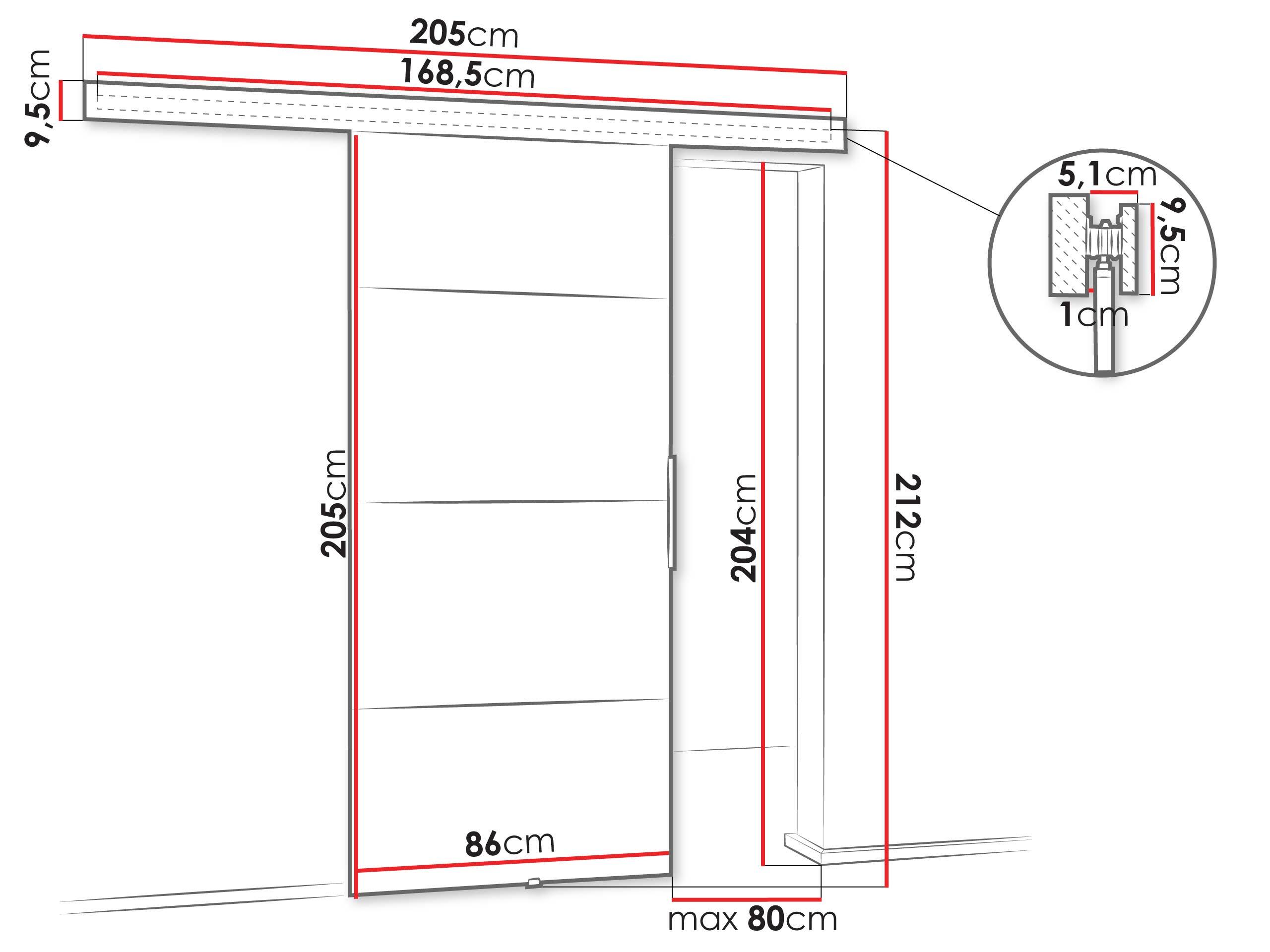 Porte coulissante Dover 144 (Anthracite)