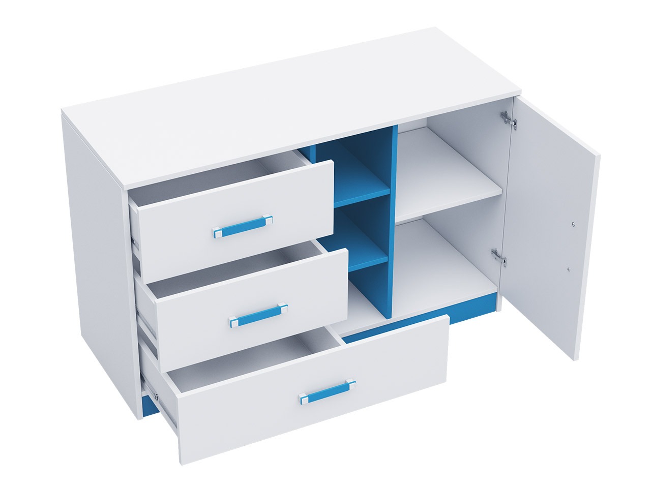 Chambre enfant complète Sorviru 107 (Blanc + Turquoise)