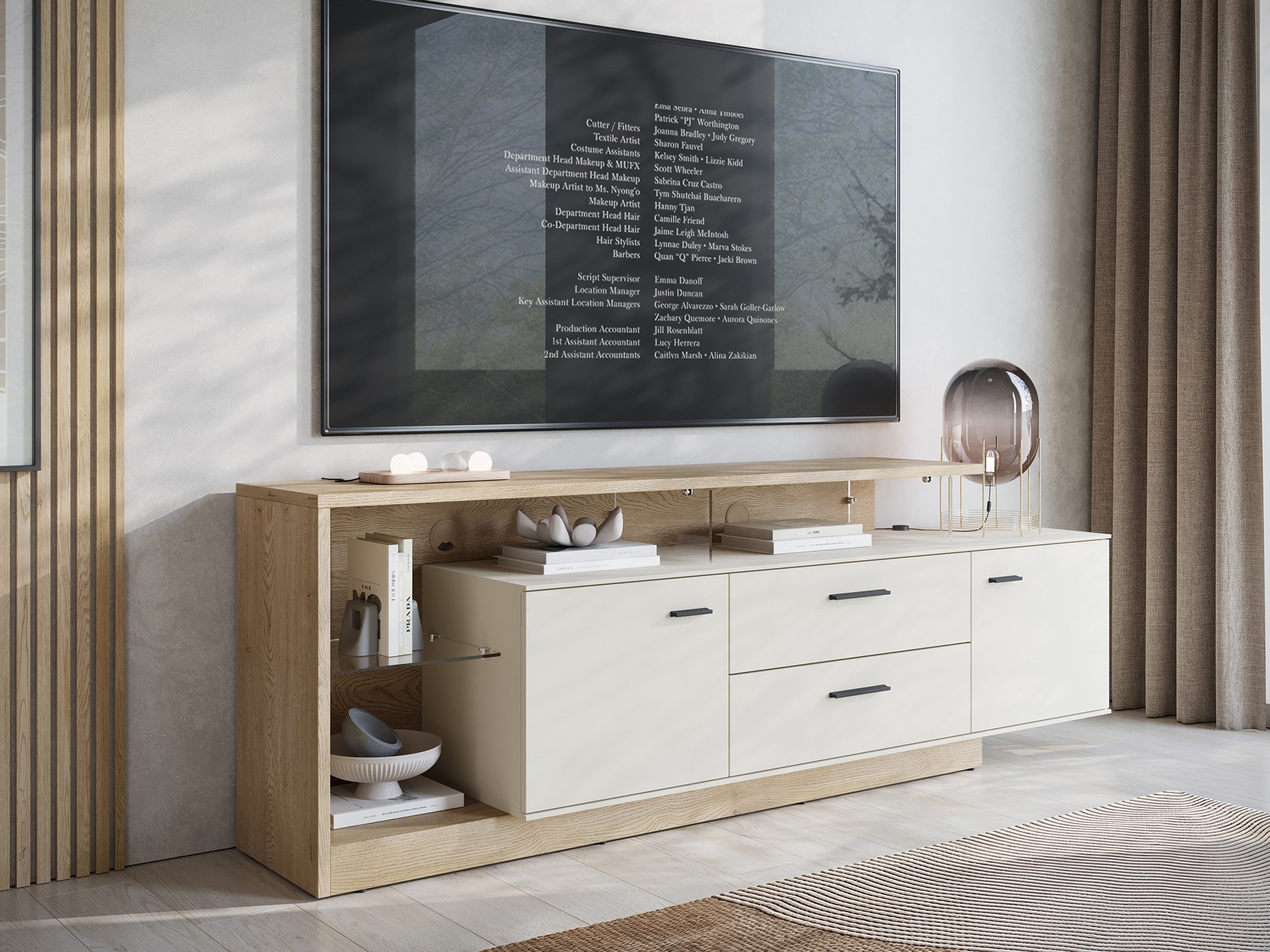 Meuble TV Avicoro 106 (Sonoma chêne + Cachemire)