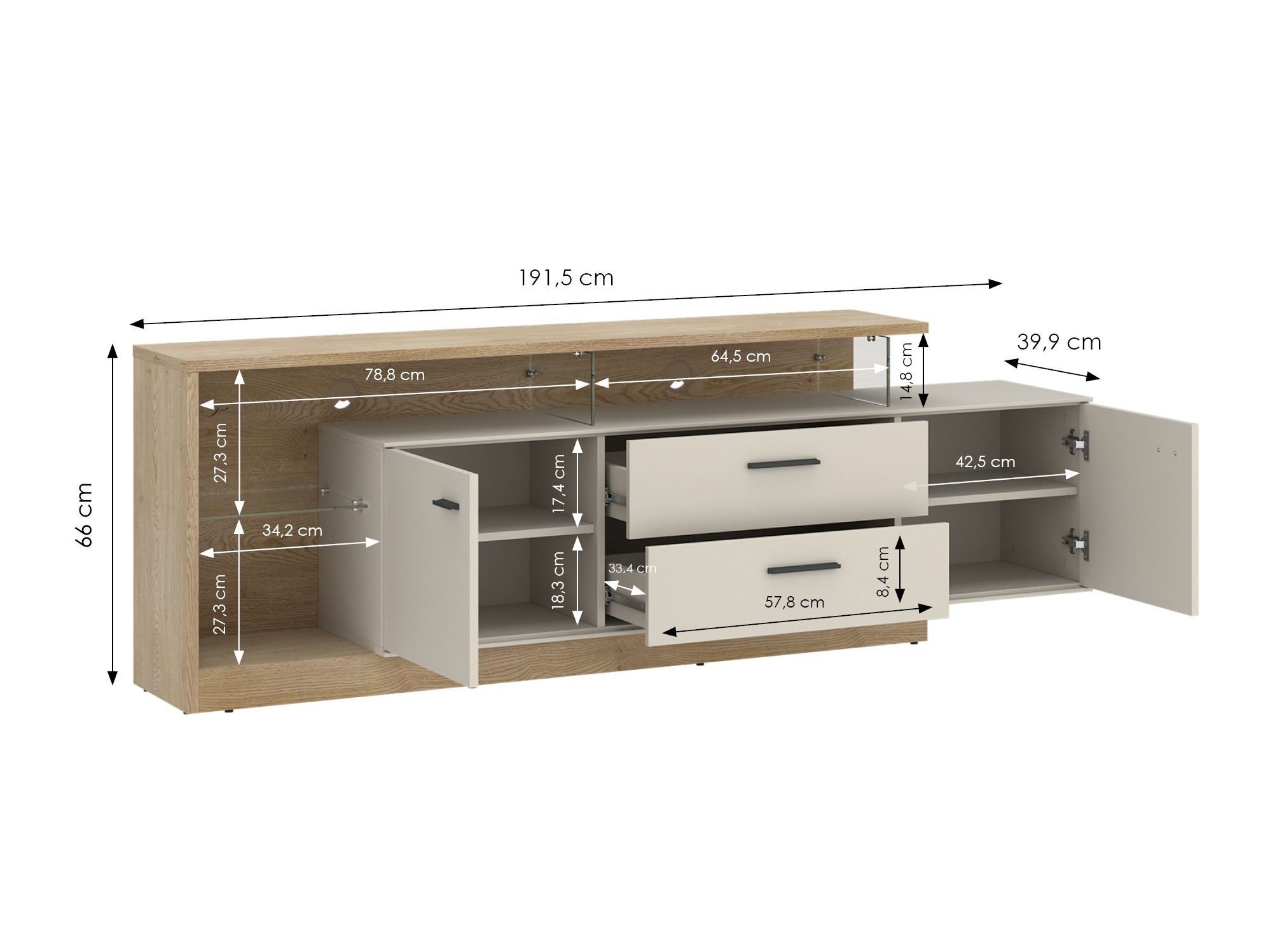 Meuble TV Avicoro 106 (Sonoma chêne + Cachemire)