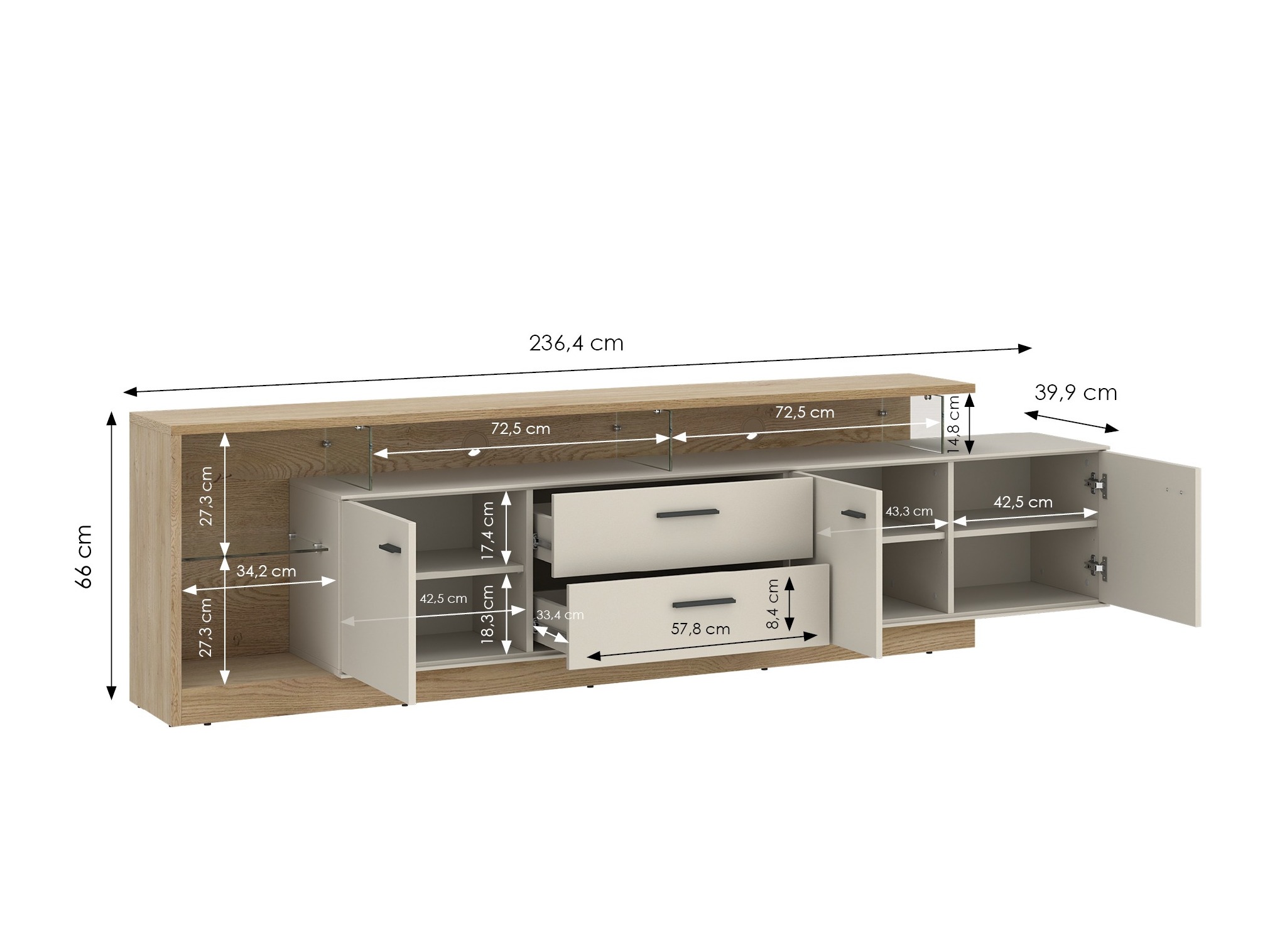 Meuble TV Avicoro 107 (Sonoma chêne + Cachemire)