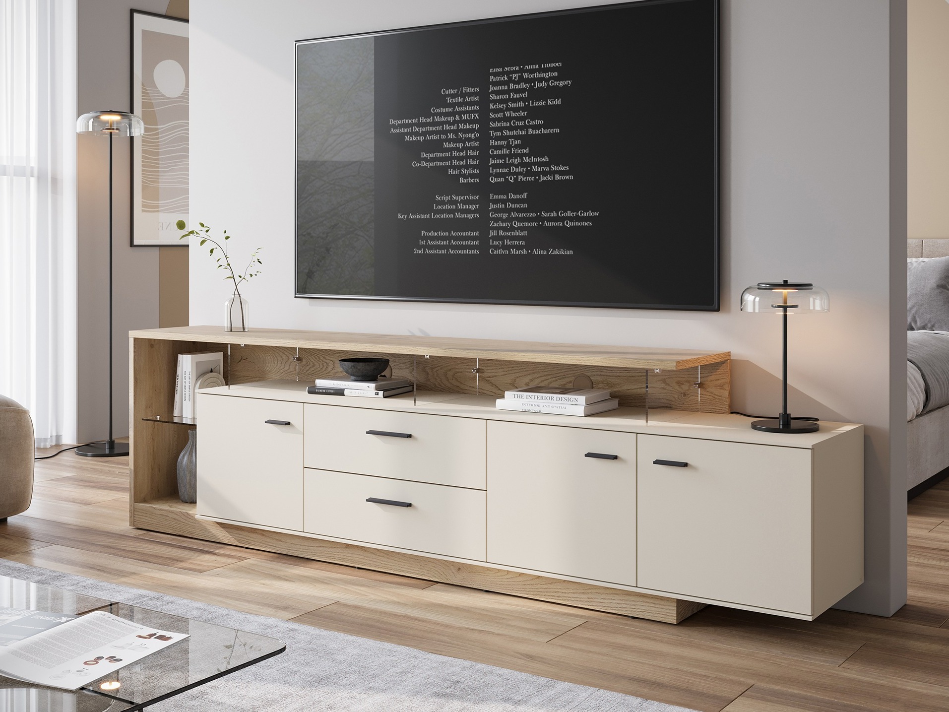 Meuble TV Avicoro 107 (Sonoma chêne + Cachemire)