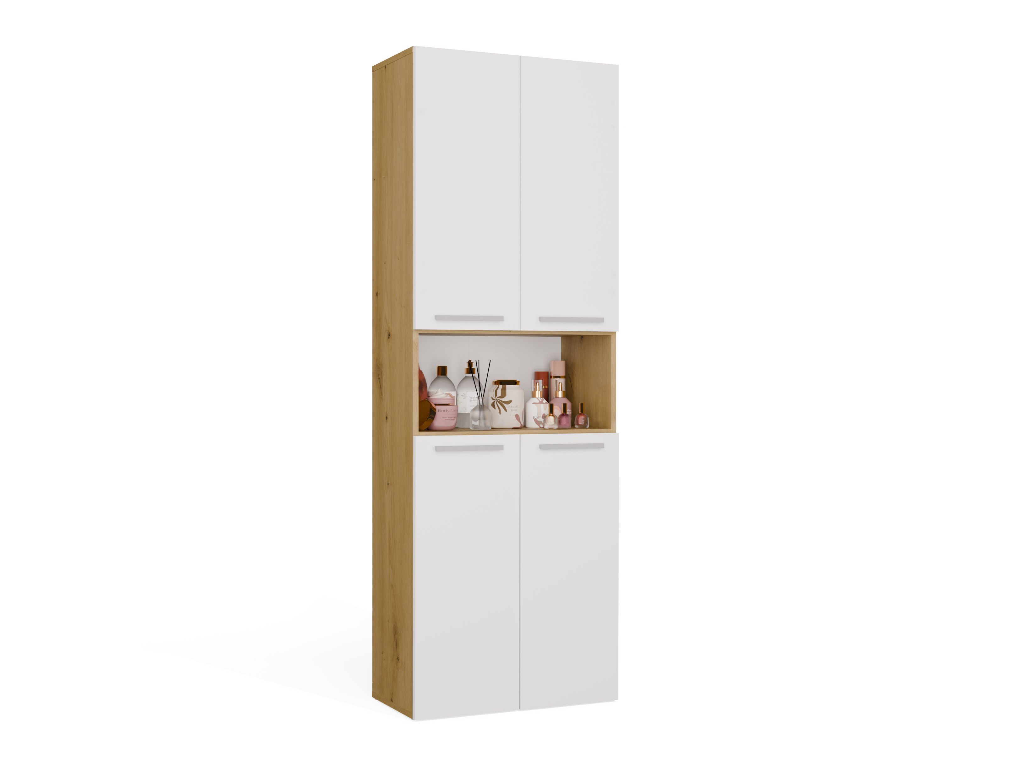 Armoire de bain indépendante Nolmaru 103 (Chêne Artisan + Blanc)