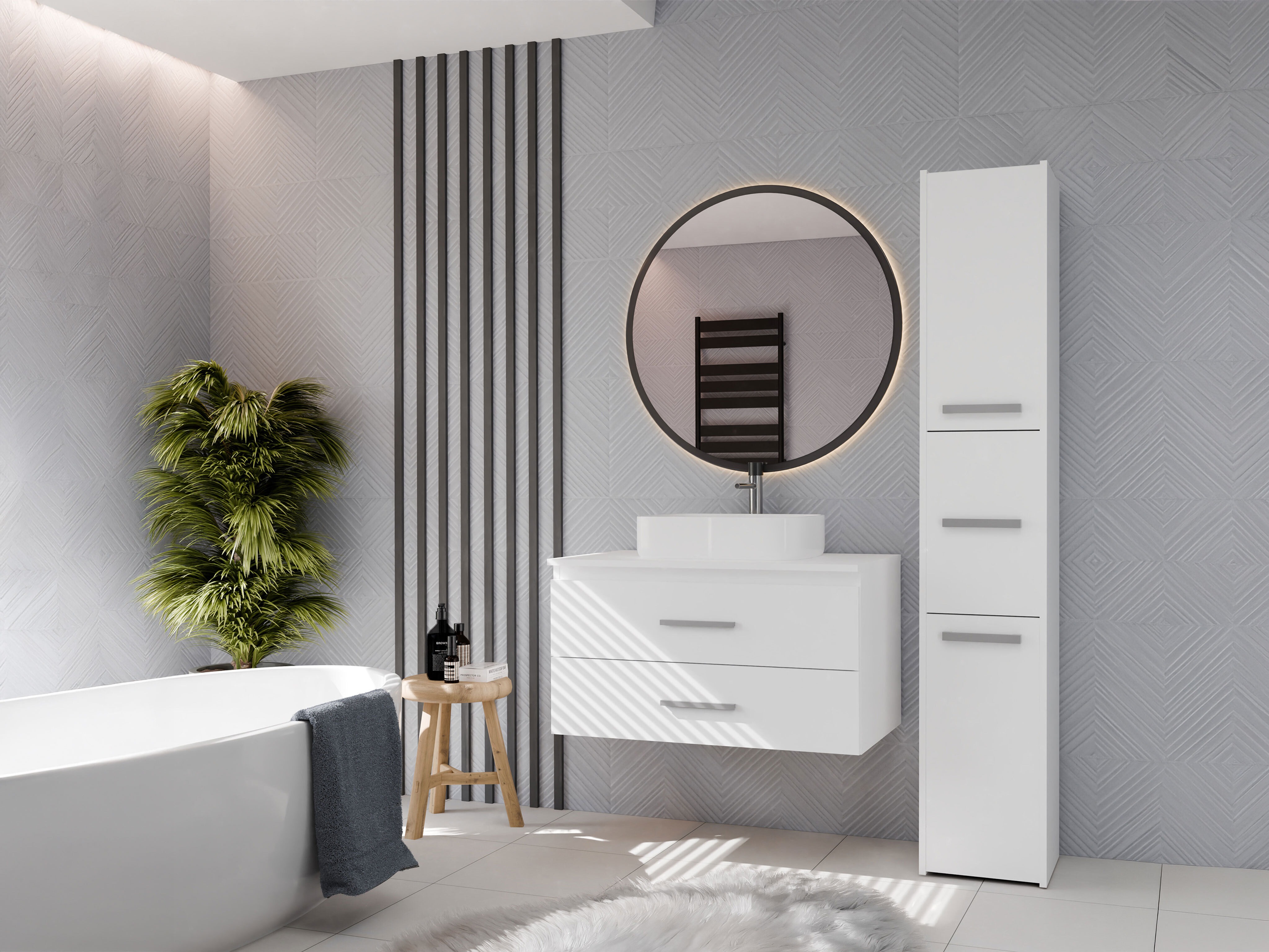 Armoire de salle de bains murale pour lavabo Nolmaru 113 (Blanc)