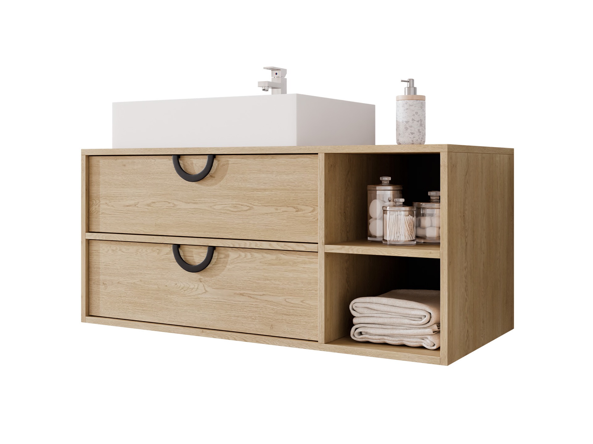 Armoire de salle de bains murale pour lavabo Sodalis (Chêne)