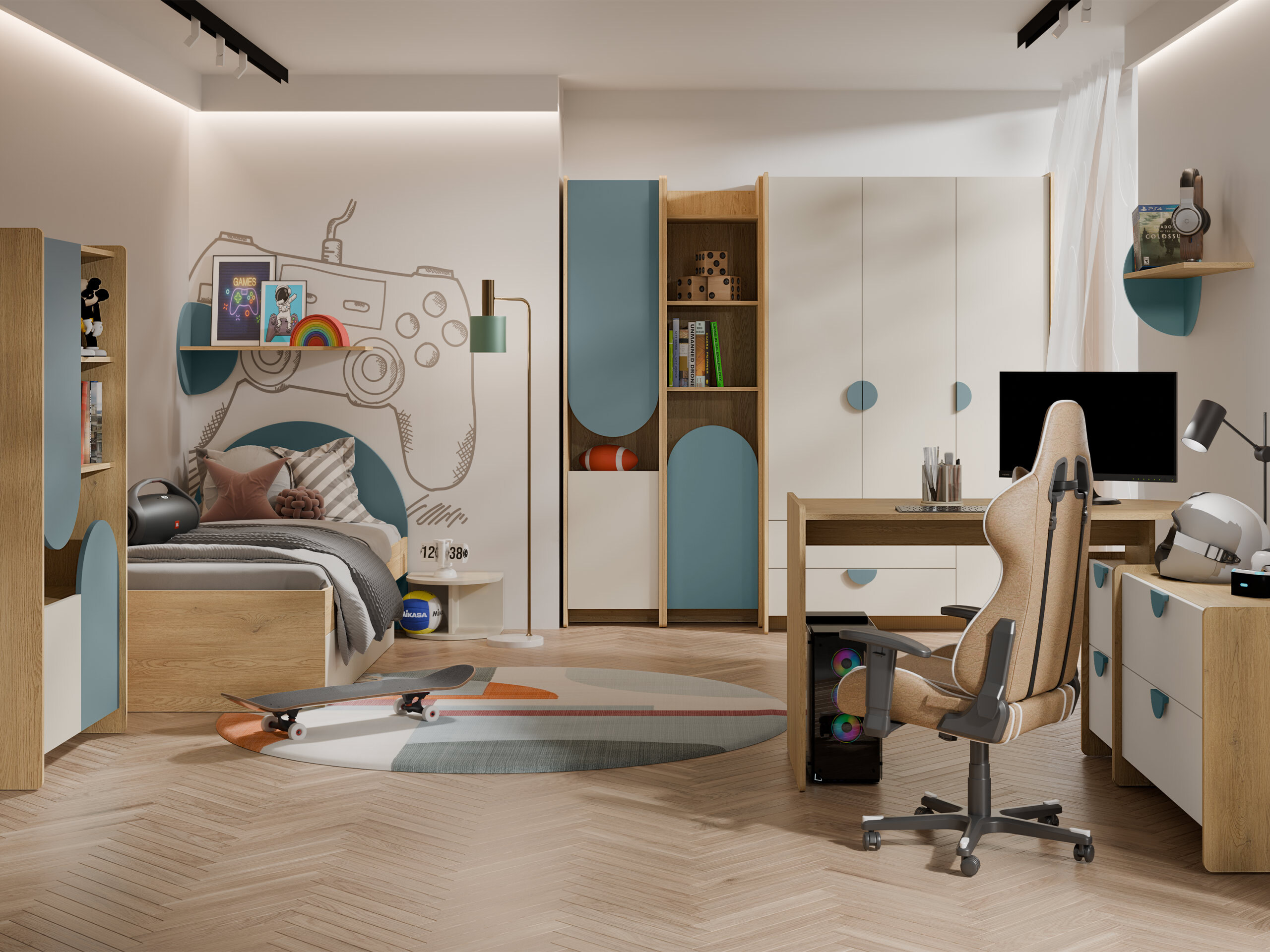 Armoire Fivelbi 100 (Bleu)