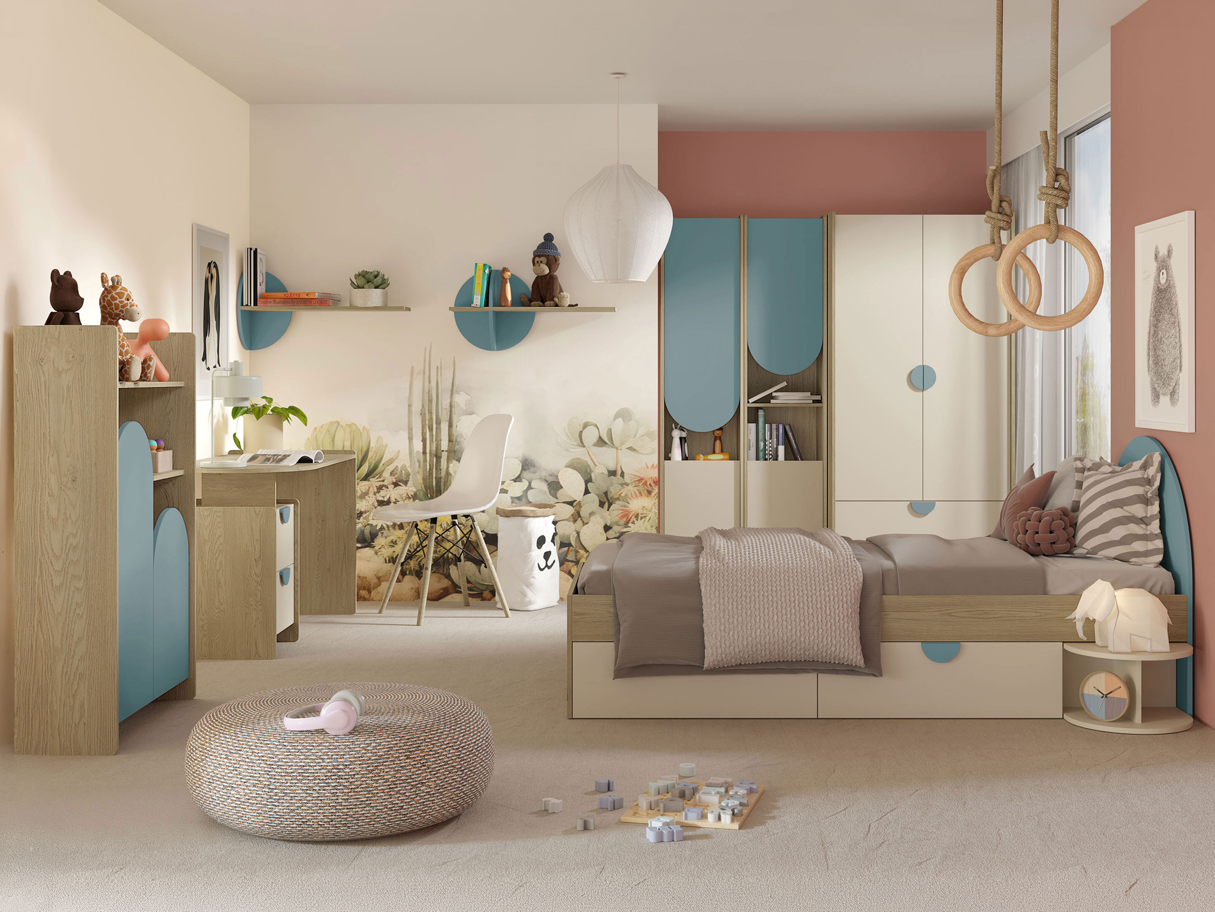 Chambre enfant complète Fivelbi 117 (Bleu)
