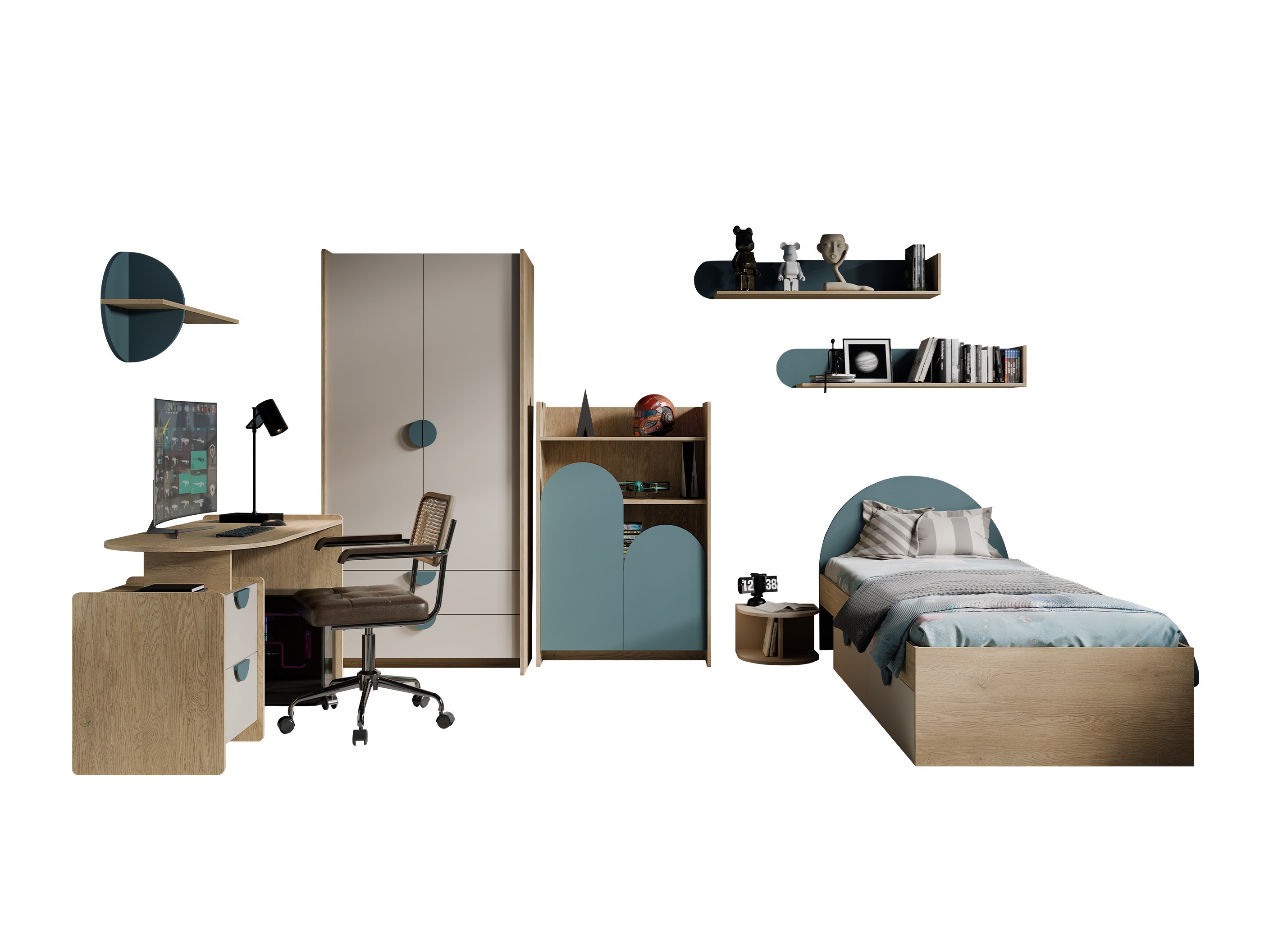 Chambre enfant complète Fivelbi 118 (Bleu)