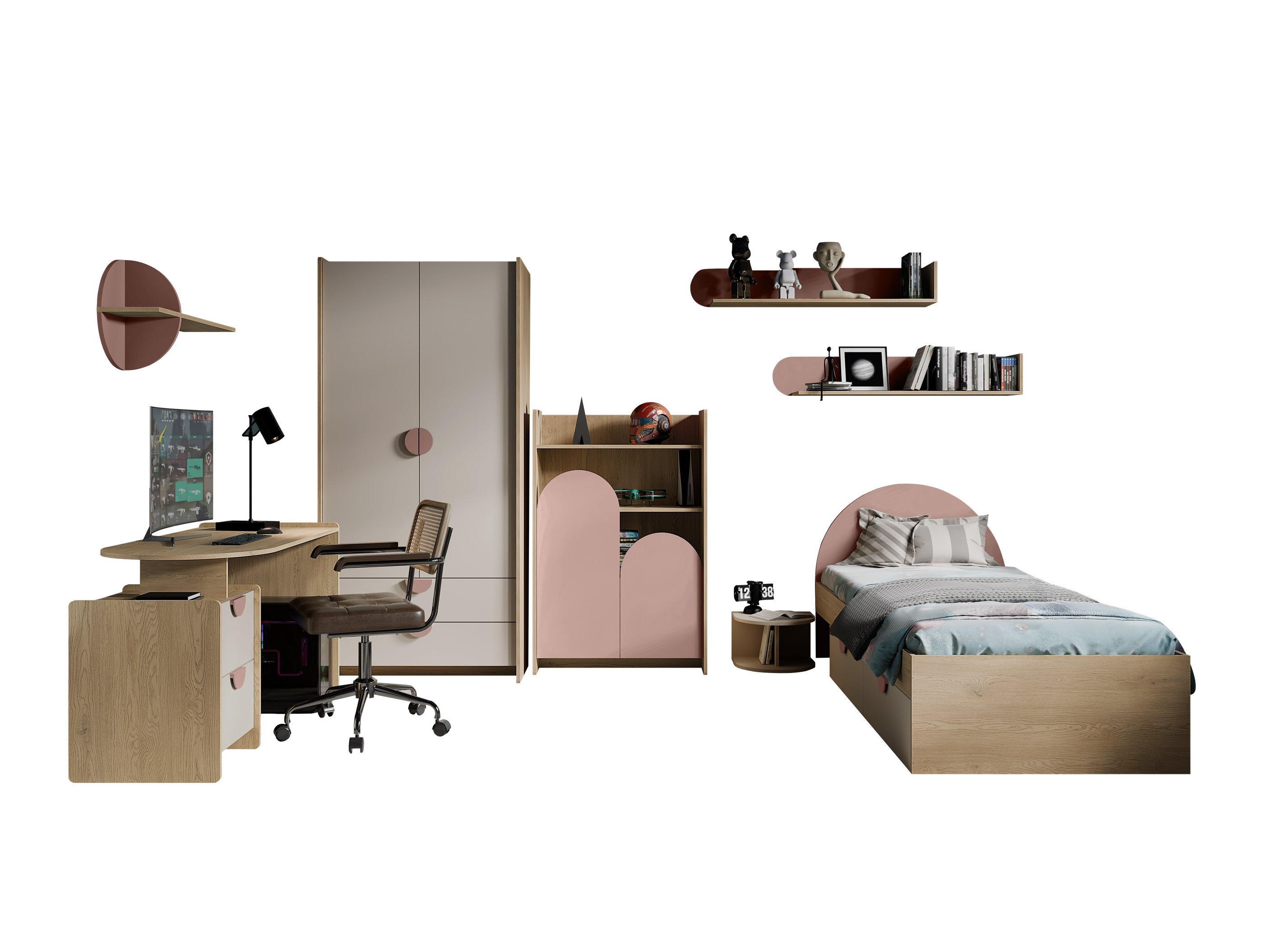 Chambre enfant complète Fivelbi 118 (Rose)