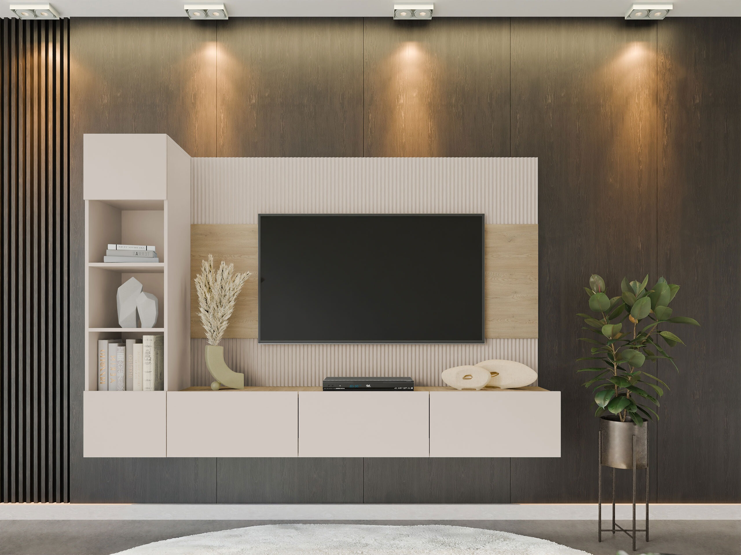 Ensemble de salon Comfivo Salix II (Beige + Chêne Cremona)