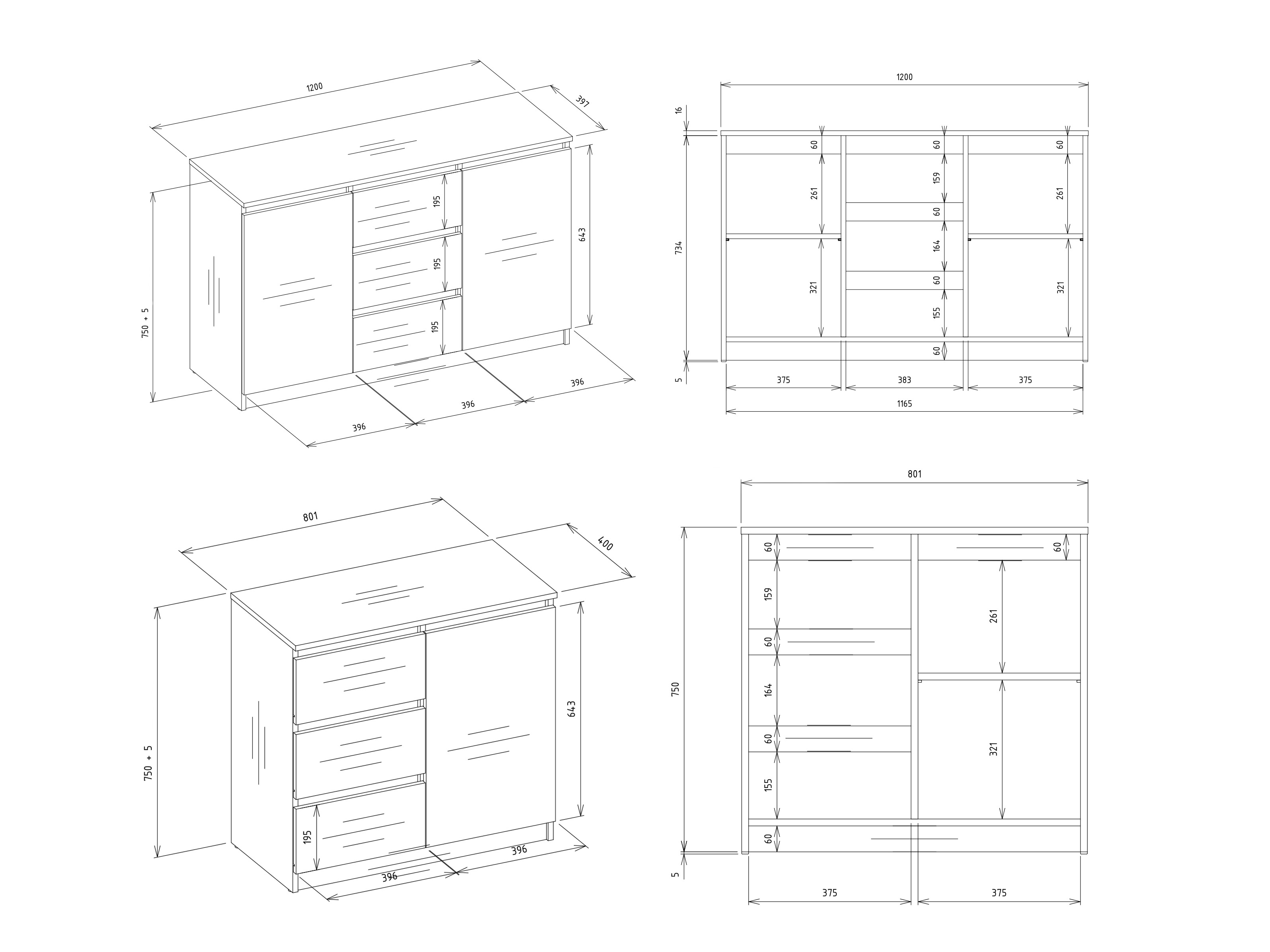 Commode Elbvelu 109 (Anthracite + Chêne Artisan)
