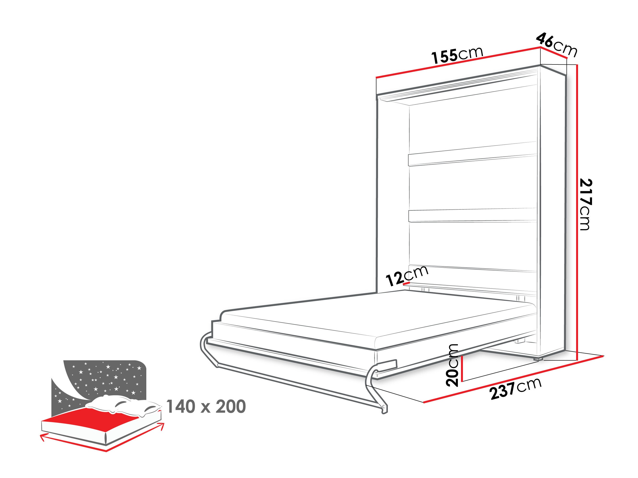 Lit escamotable Concept Pro Lenart III (Blanc)