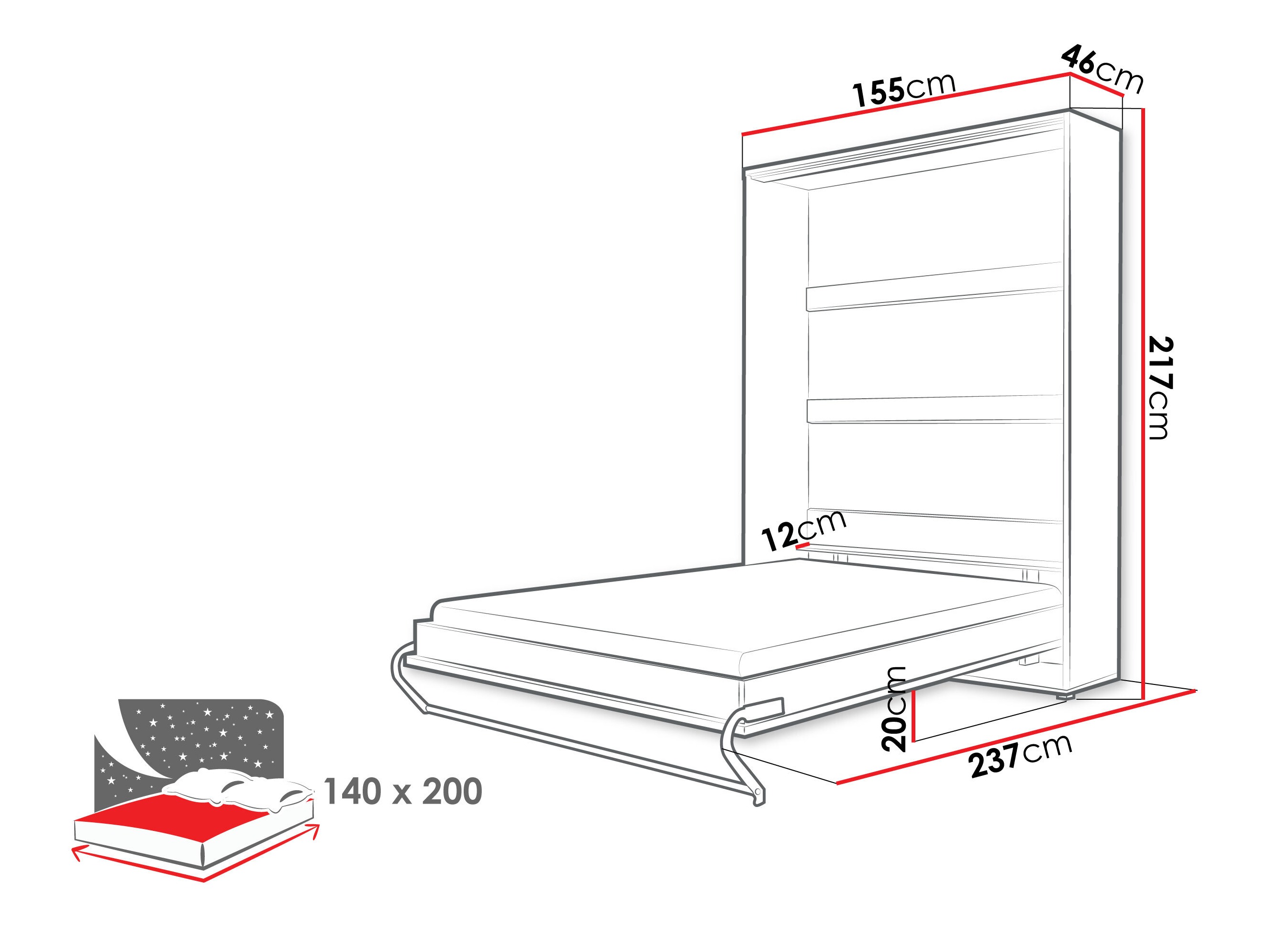 Lit escamotable Concept Pro Lenart III (Gris)
