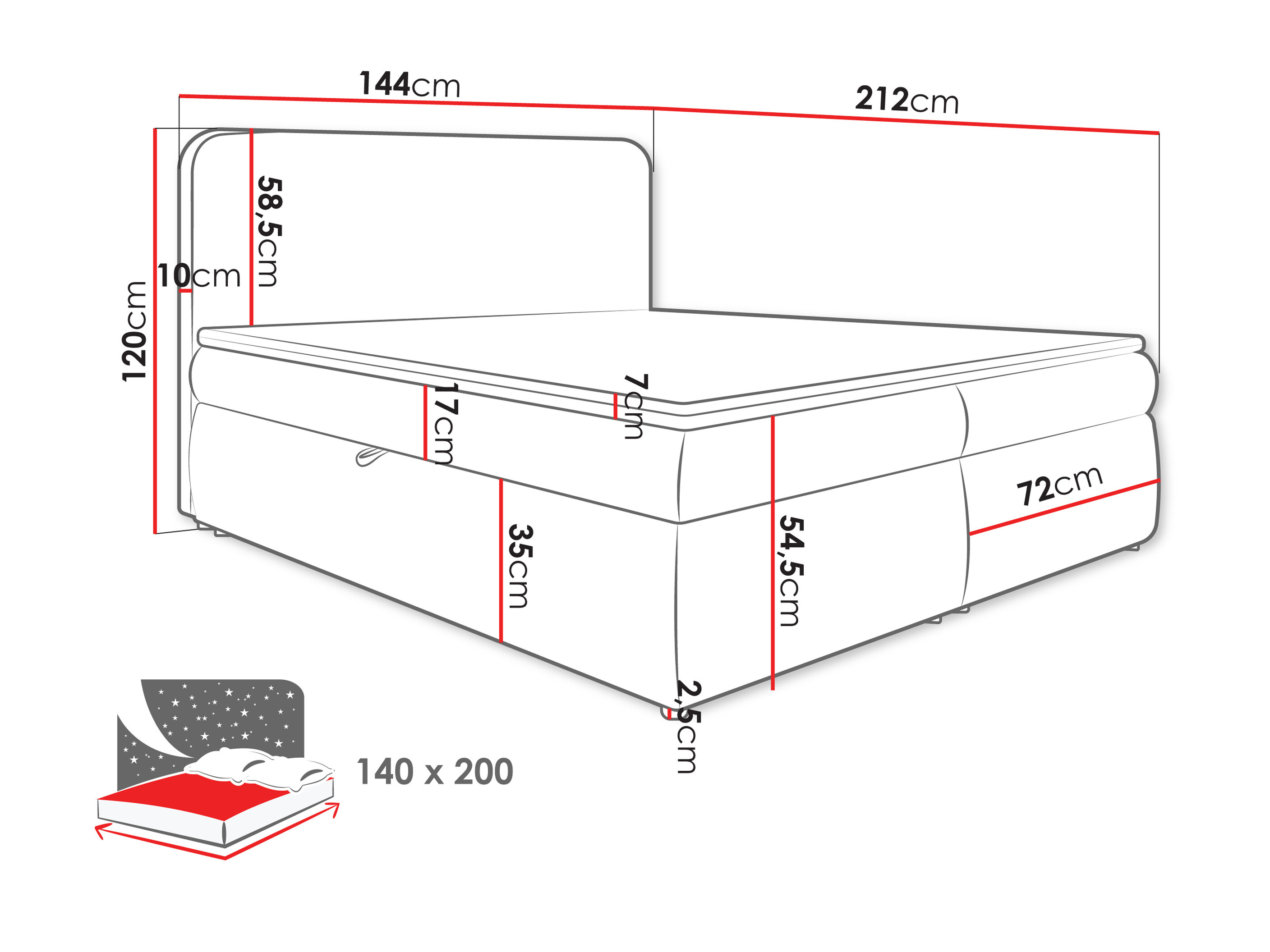 Lit boxspring Portage 111 (Vibe 03)