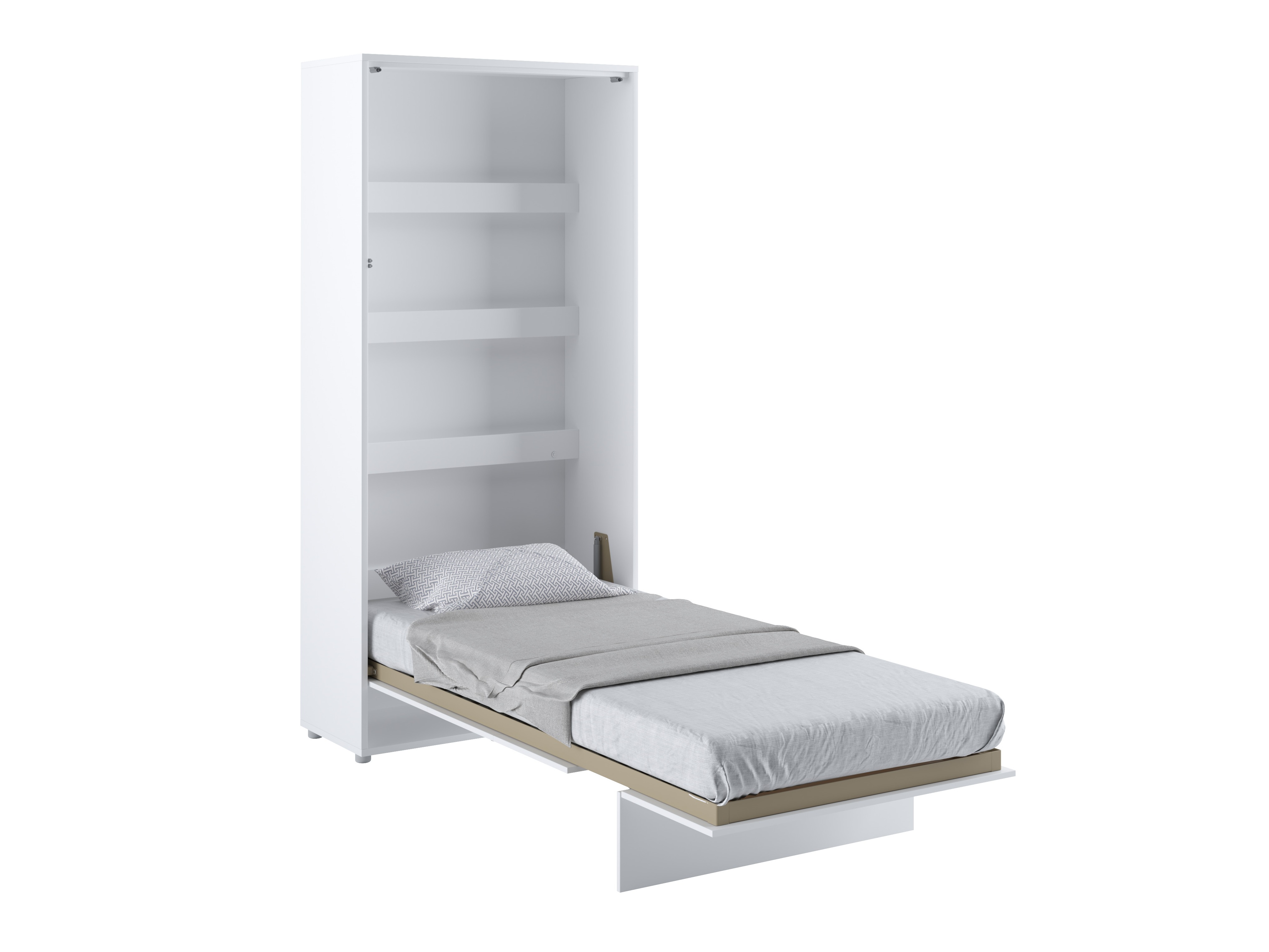 Lit escamotable Concept Lenart (Blanc + Blanc brillant)