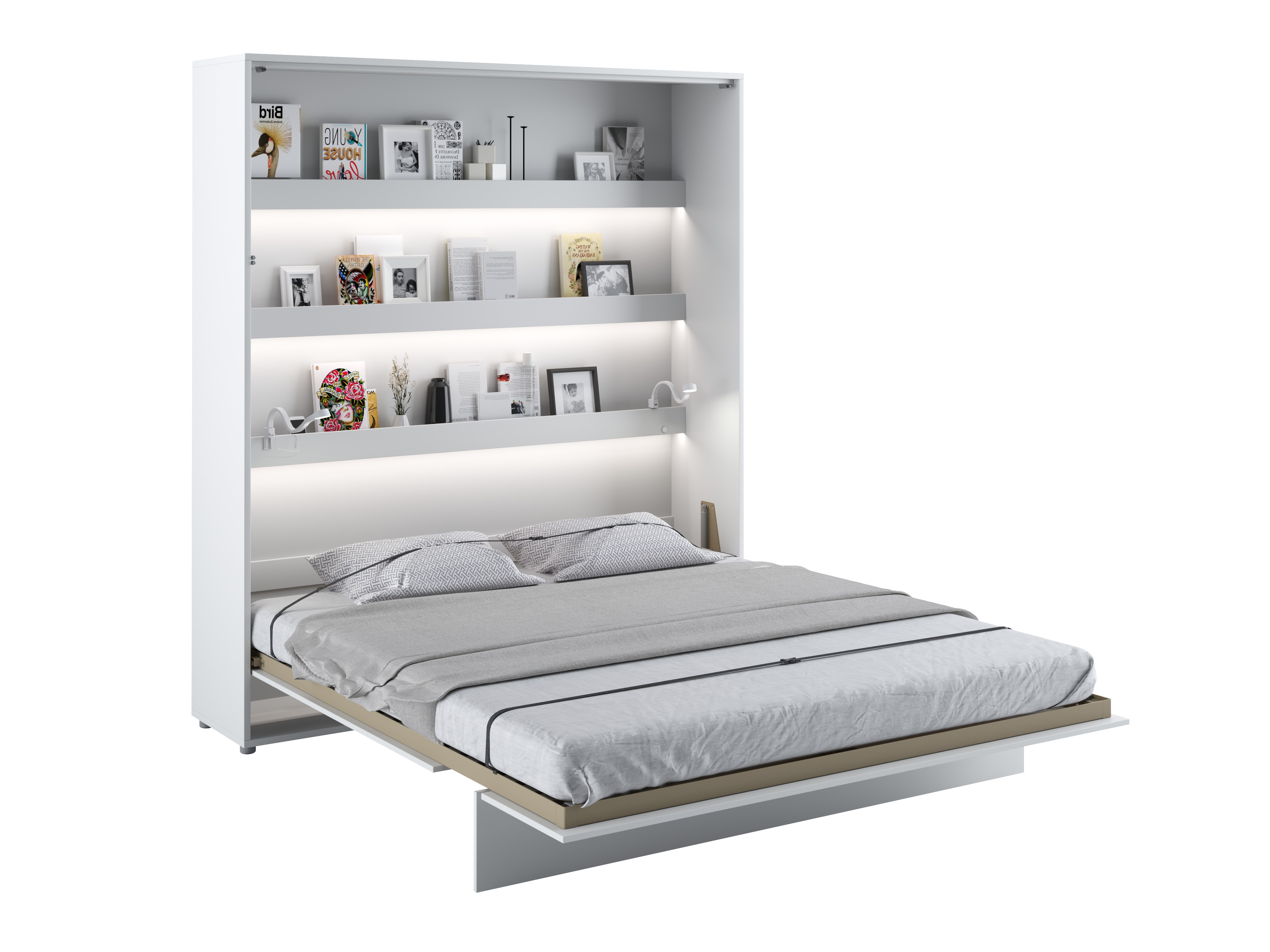 Lit escamotable Concept Lenart (Blanc + Blanc brillant)
