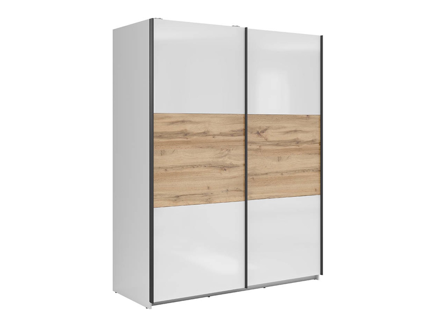 Armoire Livevaro 117 (Blanc brillant + Chêne wotan)