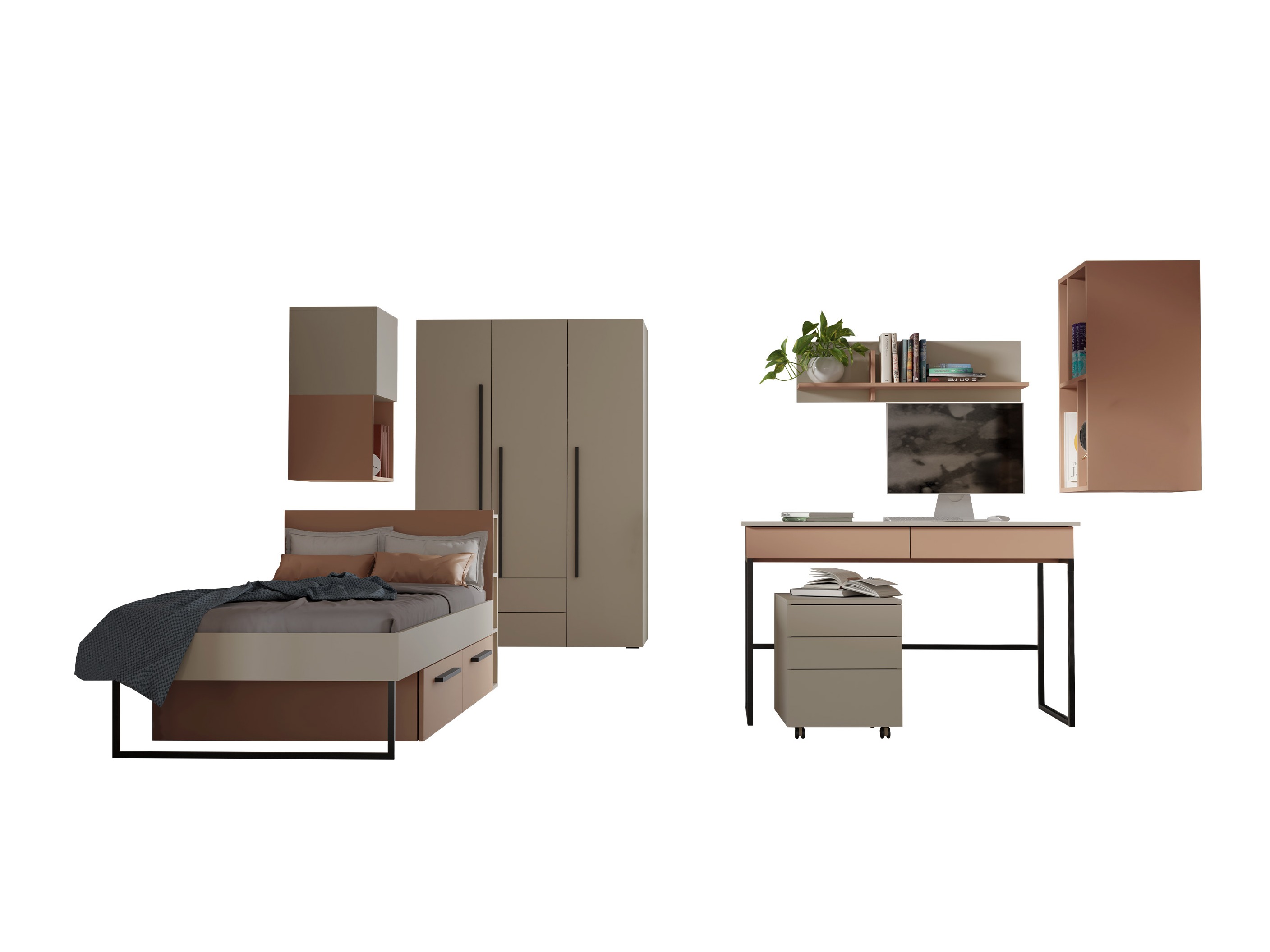Chambre enfant complète Etruva 119 (Cachemire + Rose)