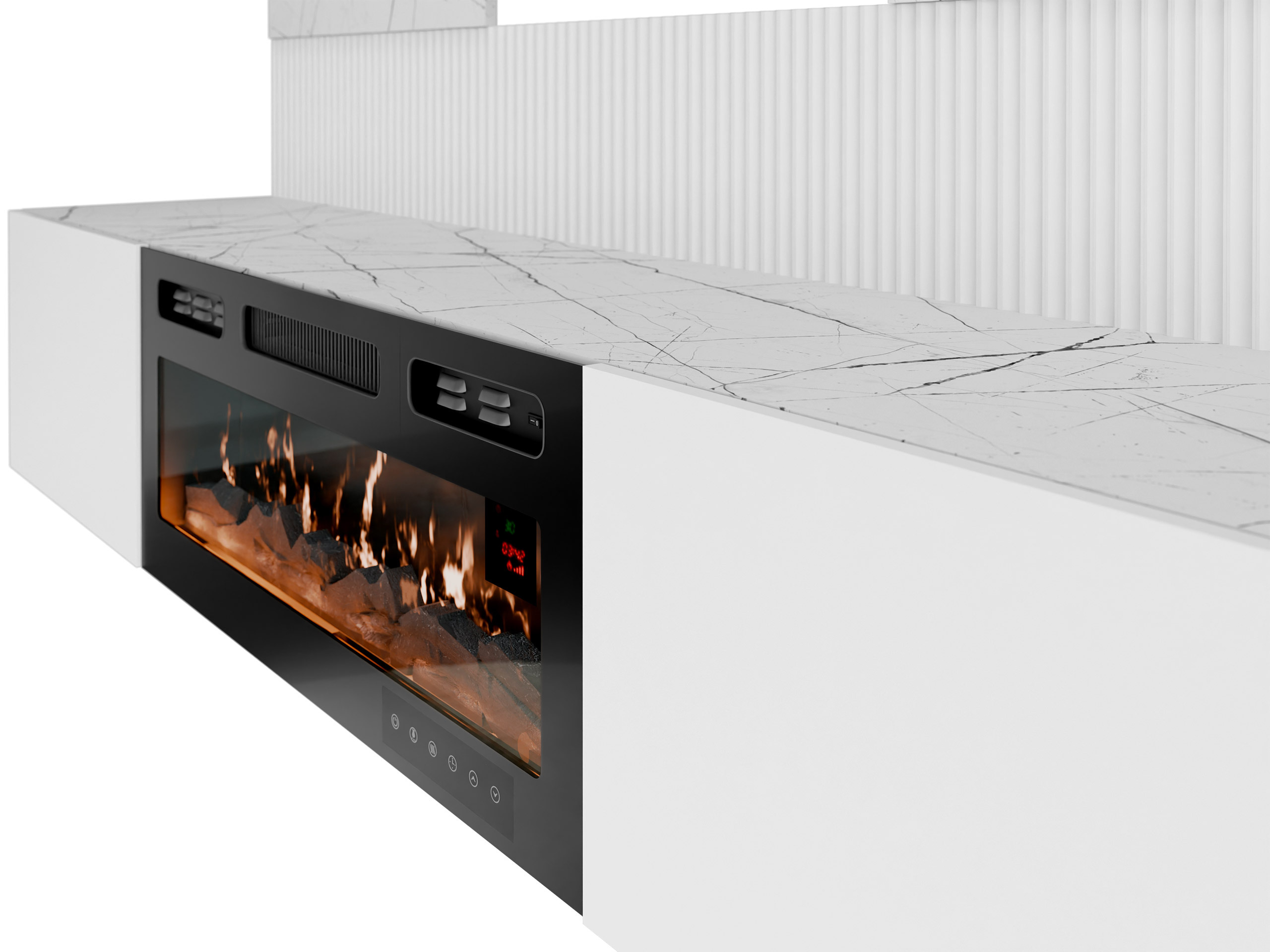 Ensemble de salon Comfivo Salix VII (Blanc + Marbre blanc)