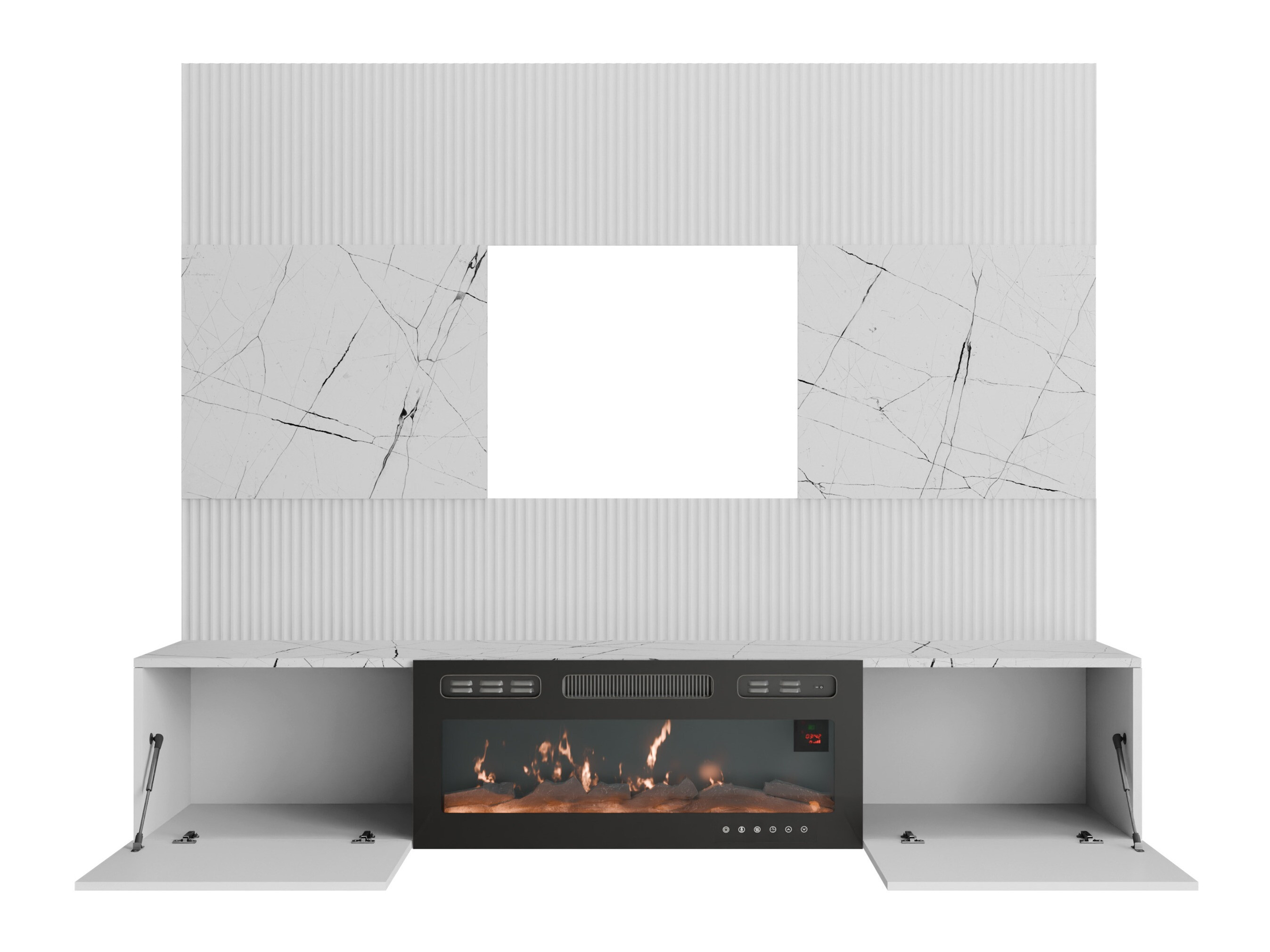 Ensemble de salon Comfivo Salix VII (Noir + Marbre noir)