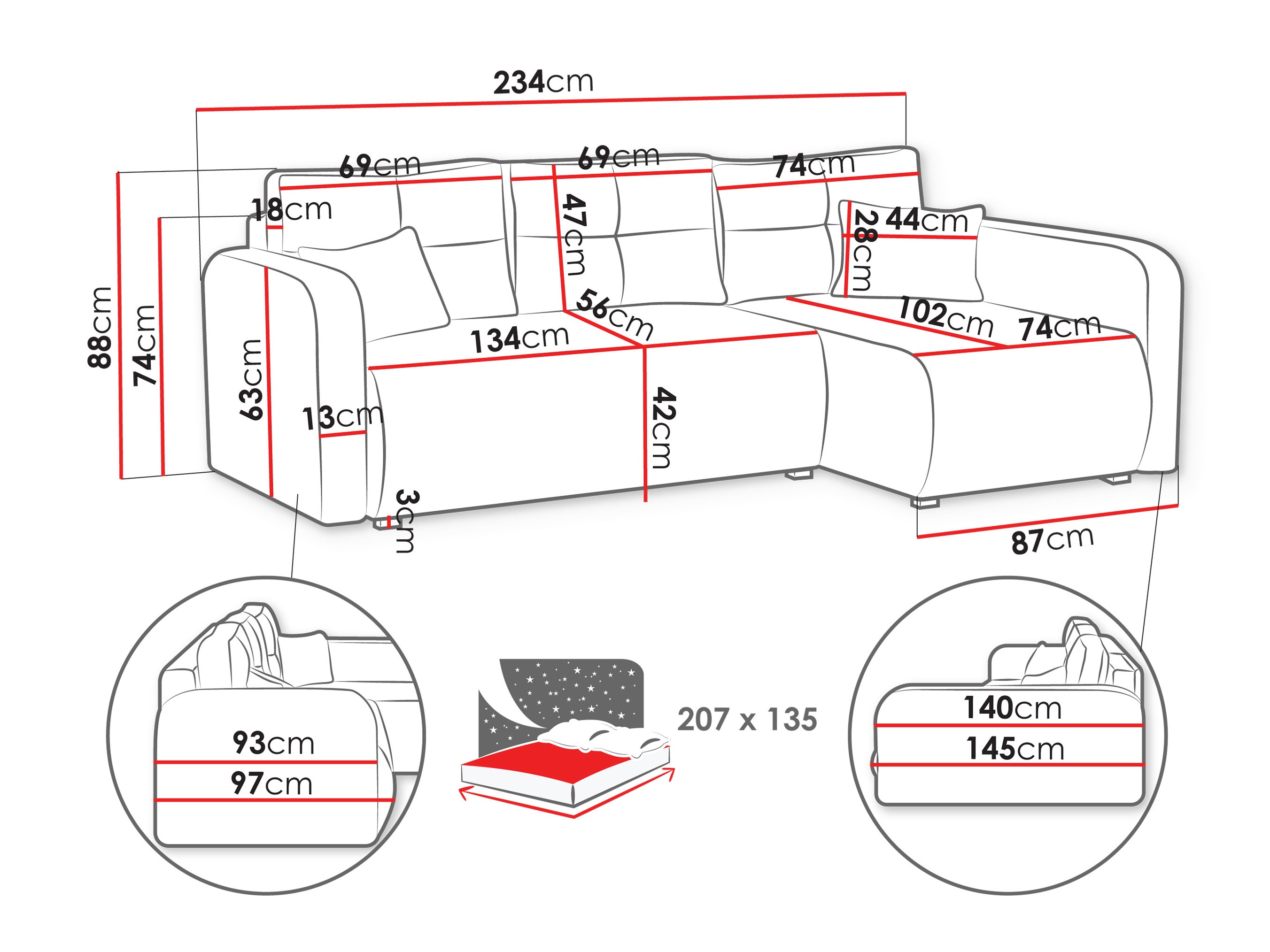 Canapé d'angle Delano 100 (Poso 22)