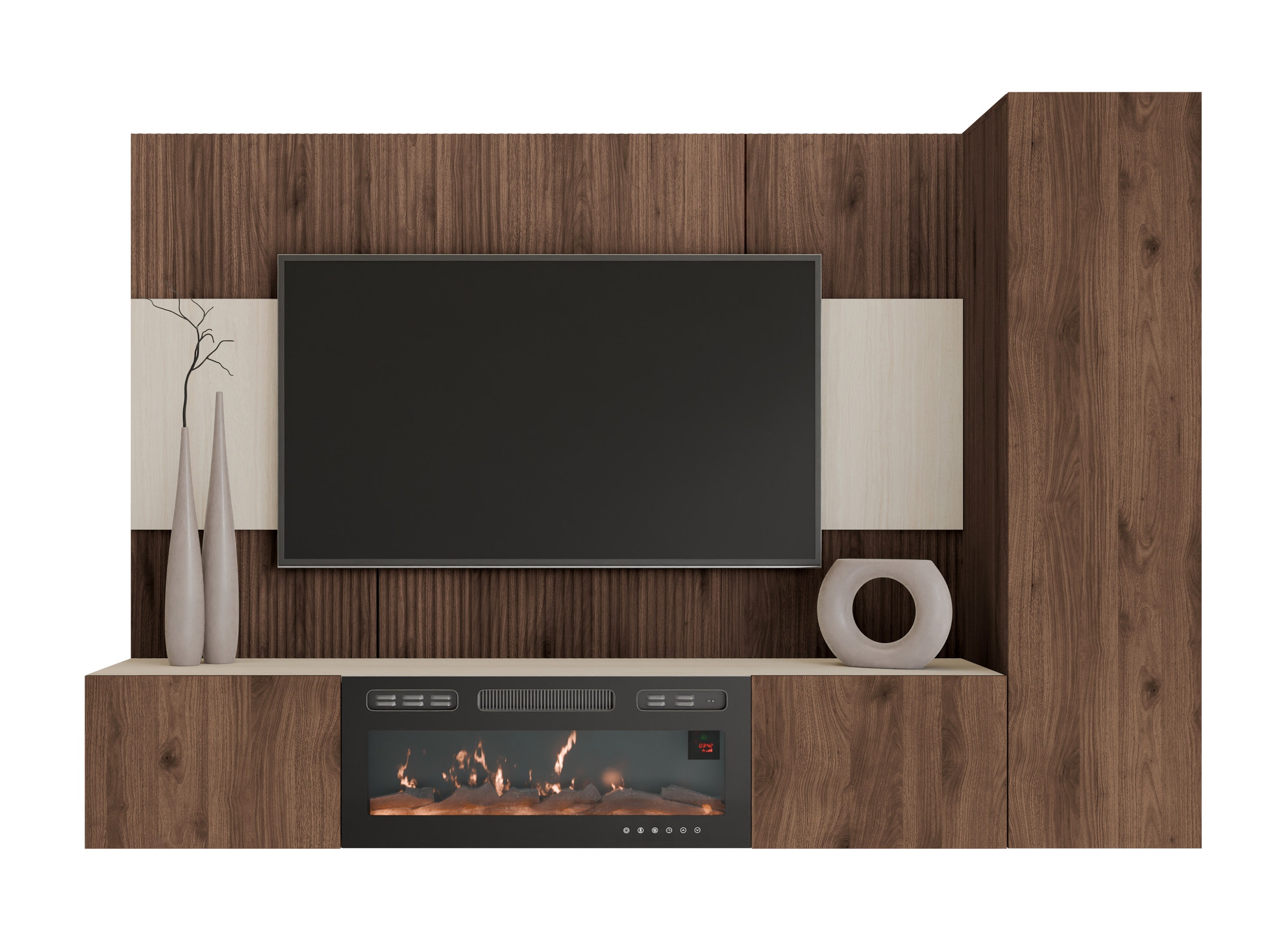 Ensemble de salon Comfivo Salix IX (Noyer + Clair Travertine)