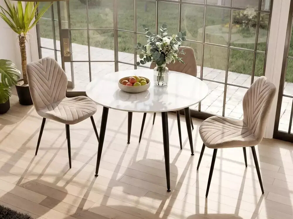 Table Detroit 871 (Marbre blanc + Noir)