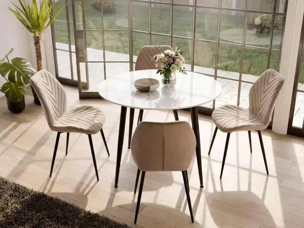 Table Detroit 871 (Marbre blanc + Noir)
