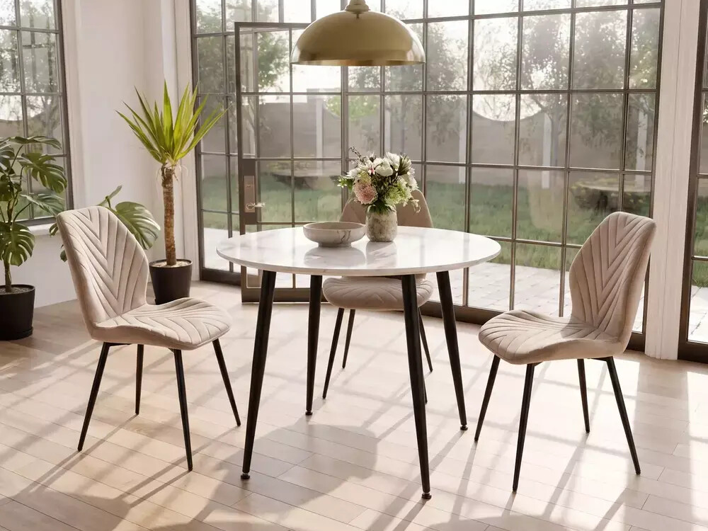 Table Detroit 871 (Marbre blanc + Noir)