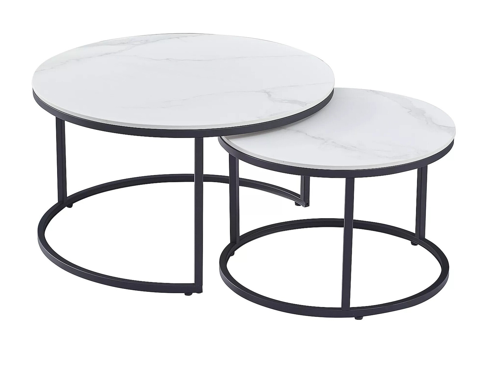 Ensemble tables basses Detroit 607 (Marbre blanc + Noir)
