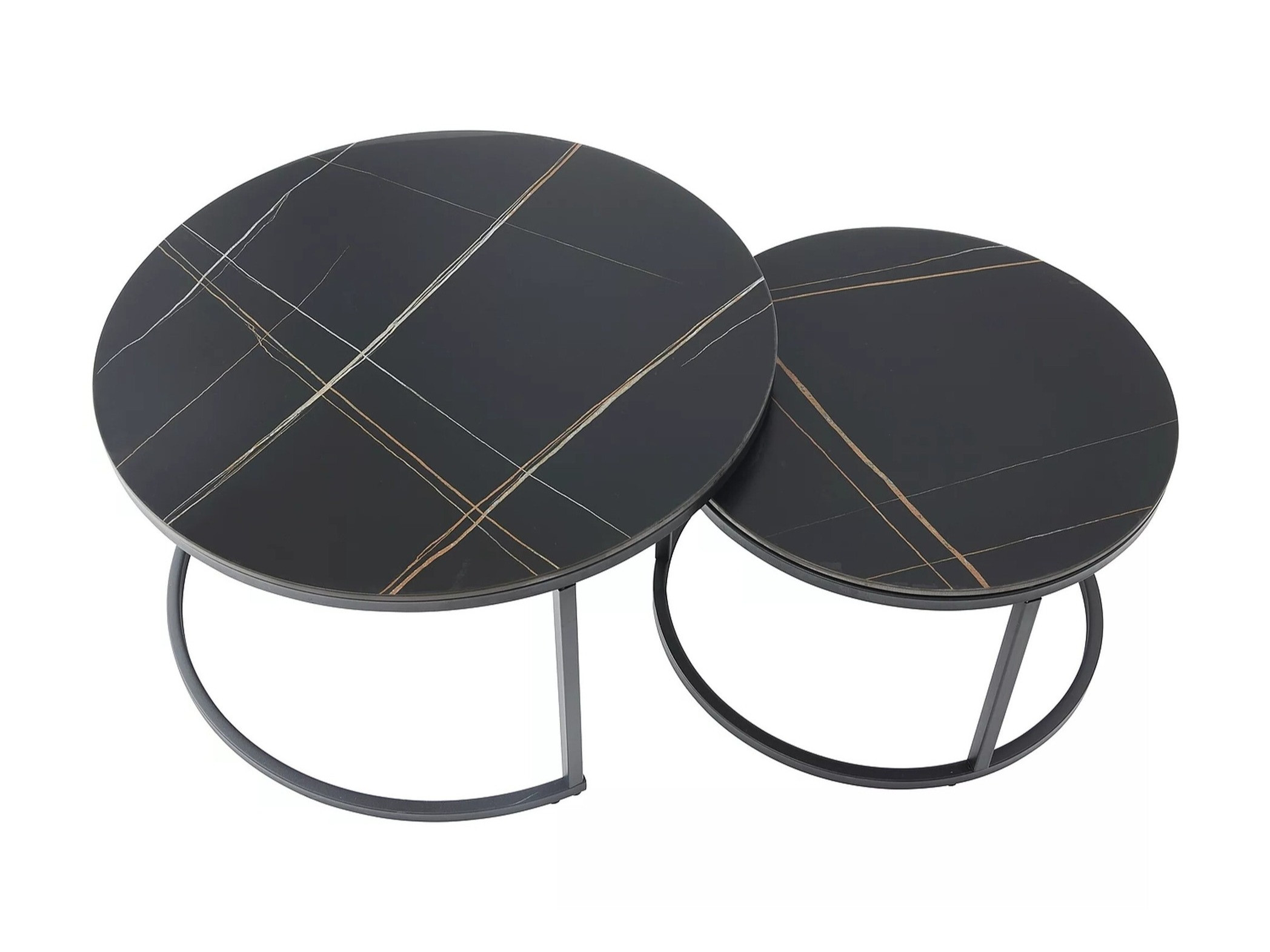 Ensemble tables basses Detroit 607 (Marbre noir + Noir)